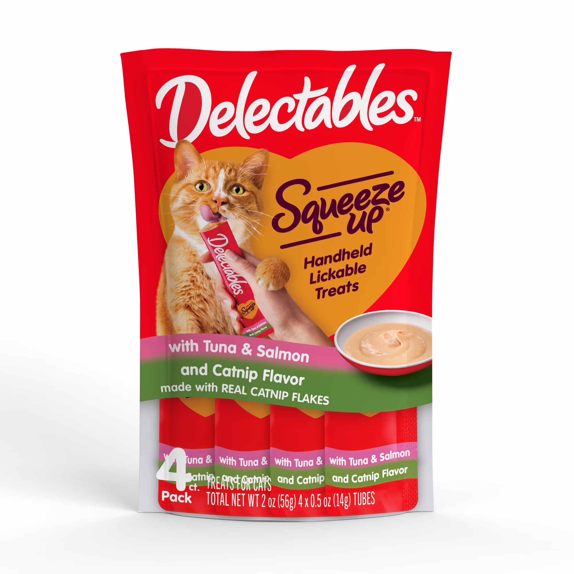 Hartz Delectables Squeeze Up Tuna & Salmon with Catnip Flavored Lickable Cat Treat, 4ct
