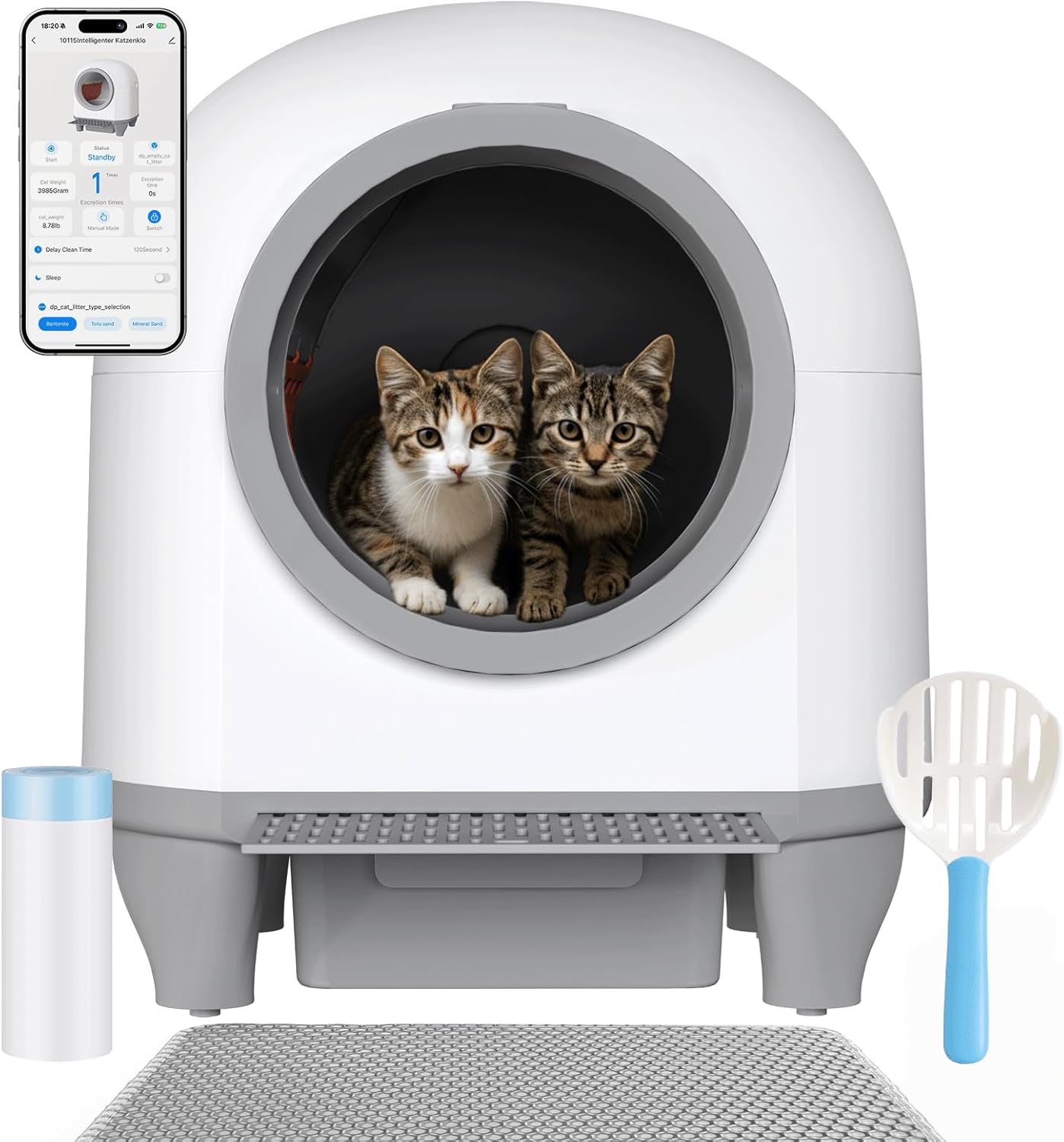 Litière chat autonettoyante 90 L contrôle appli capteurs multiples grands chats
