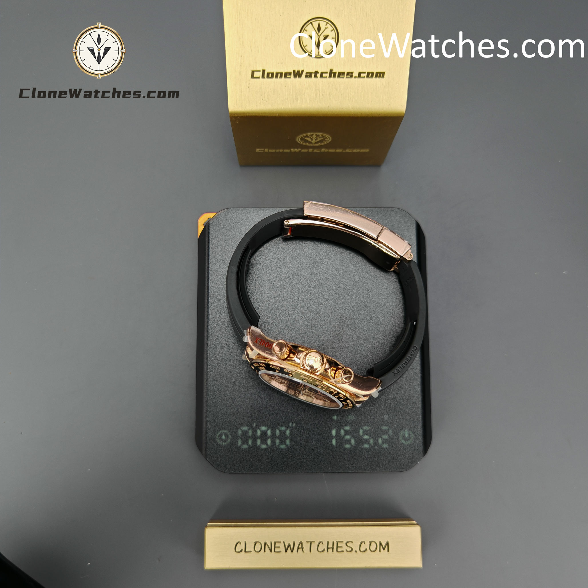 Rolex Super Clone Watches 1:1 Daytona Rose Gold Brown Dial M126515LN-0010 4131 Movement Rubber Strap