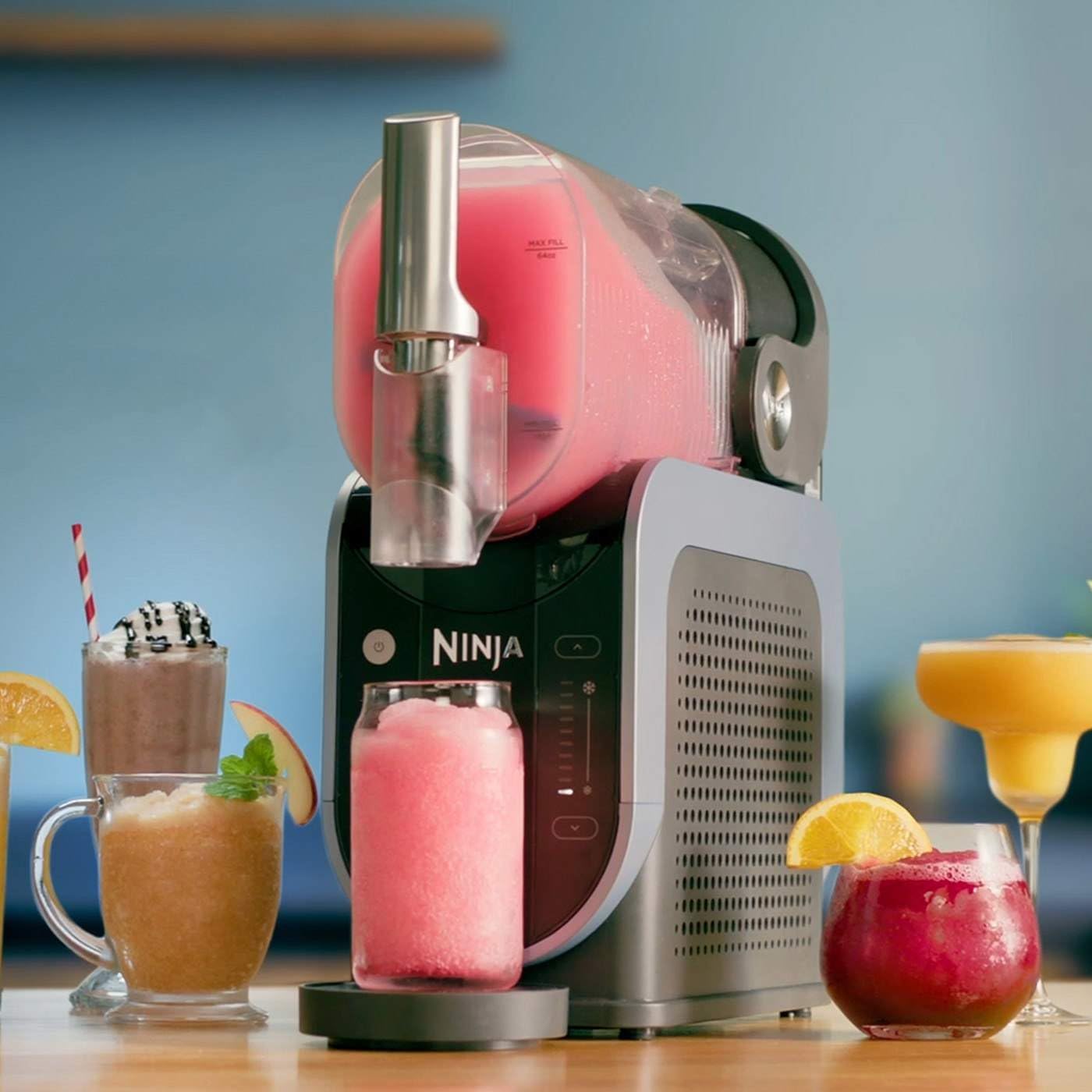 Machine boissons glacées SLUSHi granités cocktails milkshakes jus capacité 19 L bleu gris