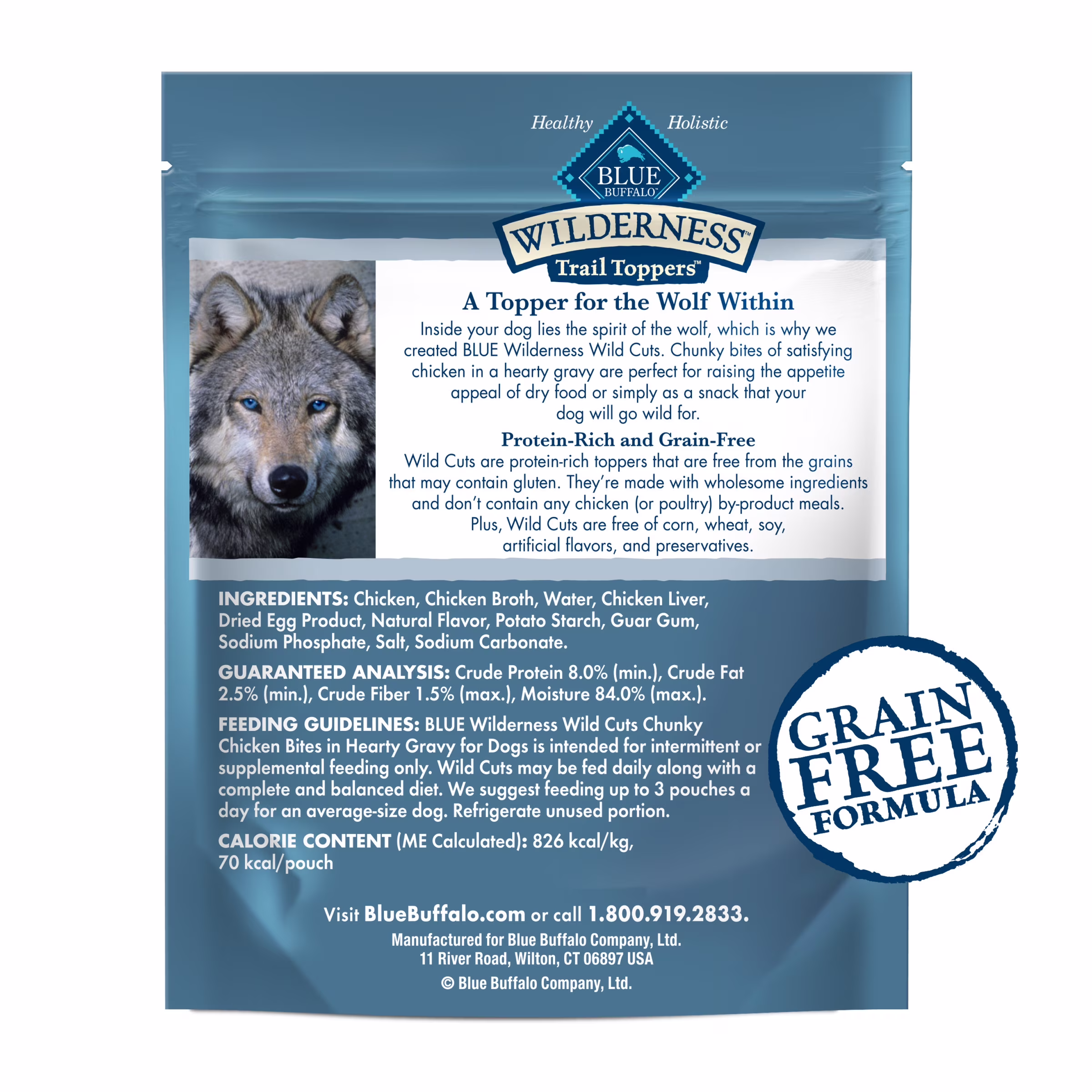 (12 pack) BLUE Wilderness Trail Toppers Dog Wet Food, Chicken Bites in Gravy, 3-oz Pouch