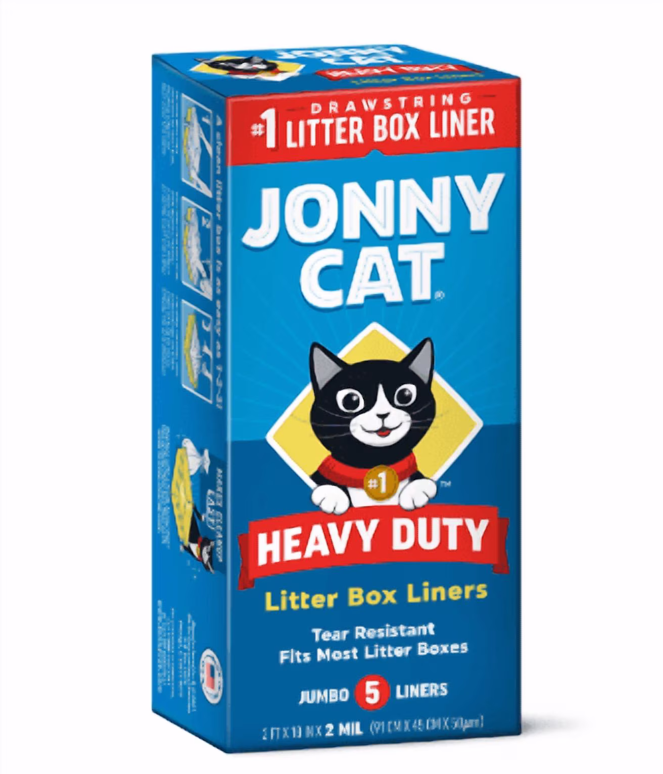 Jonny Cat Heavy Duty Jumbo w/Drawstring Litter Box Liners, 5 ct