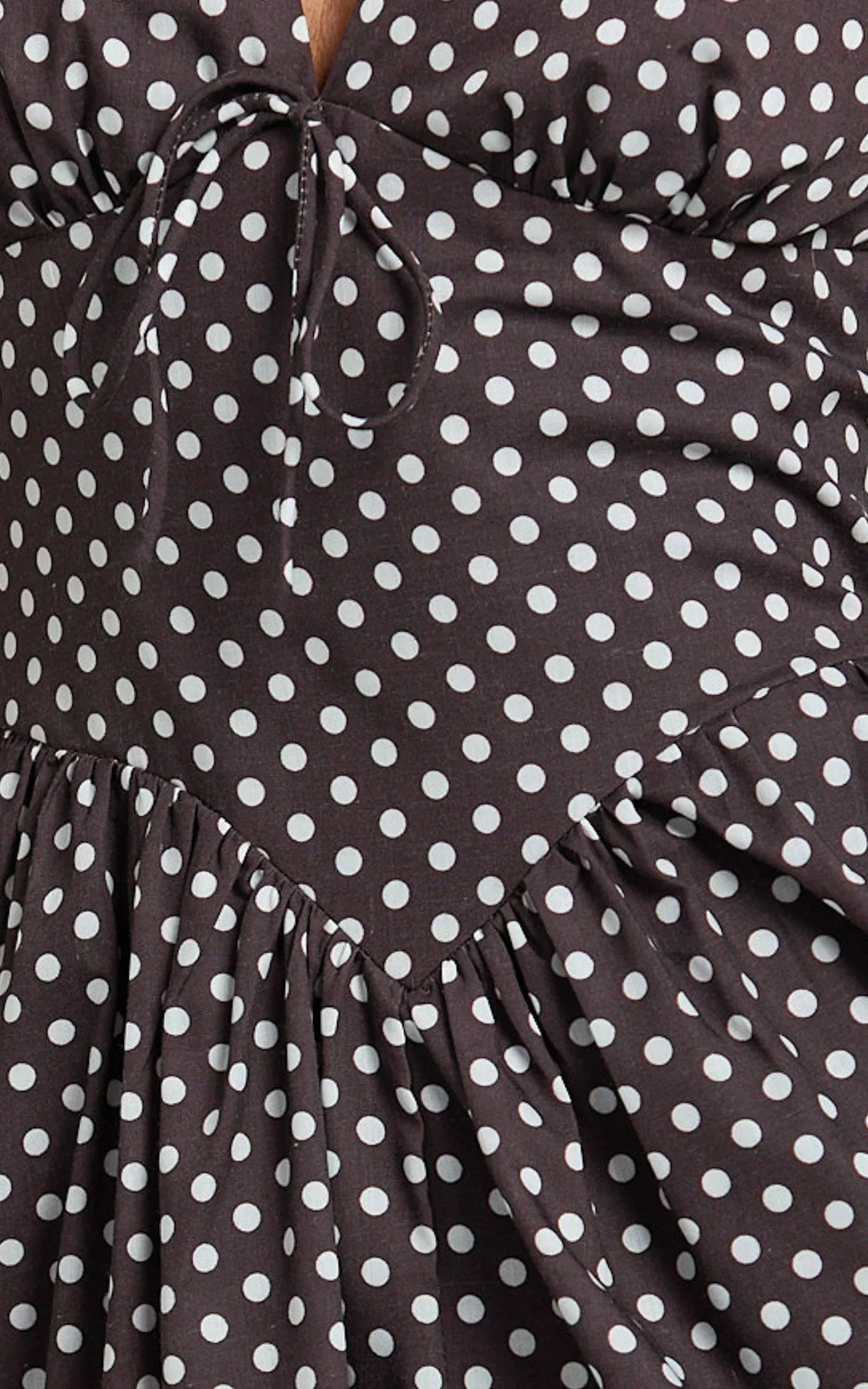 Abby Midi Dress - Neckline Dress in Chocolate Polkadot