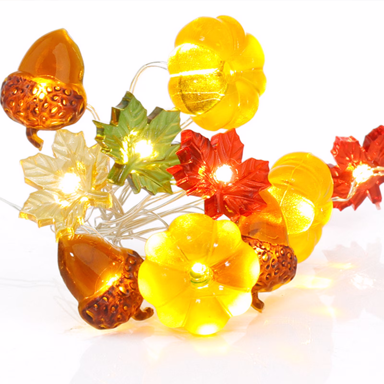 Eoozwa Fall Decorations 3D Pumpkin Acorn Maple Leaf Fairy Lights Battery Operated, 78.7" LED String Lights Outdoor & Indoor, Waterproof for Garland Harvest Thanksgiving Halloween Decor