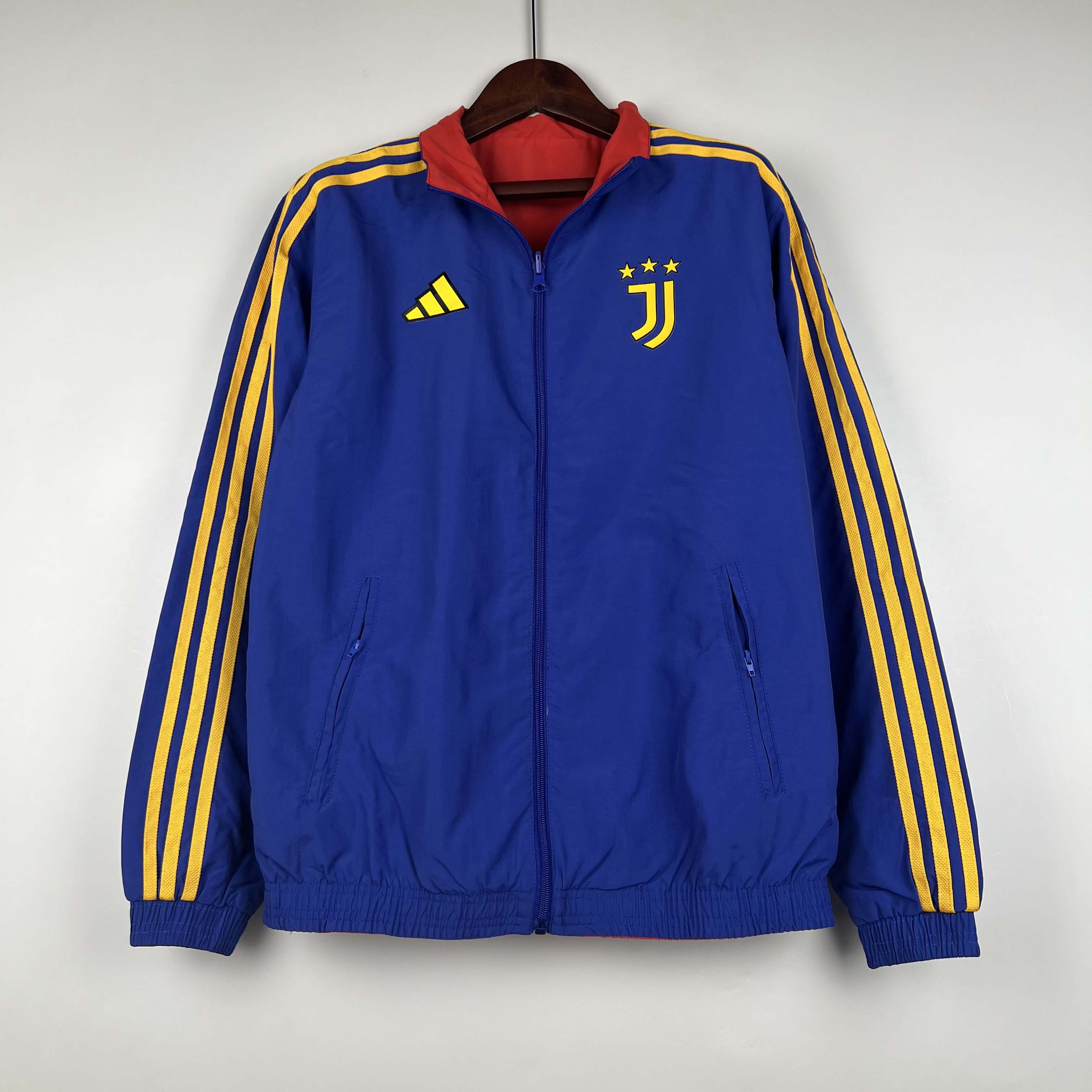 2023-2024 Juventus Reversible Windbreaker(Blue-red)Soccer Jersey 1:1 Thai Quality
