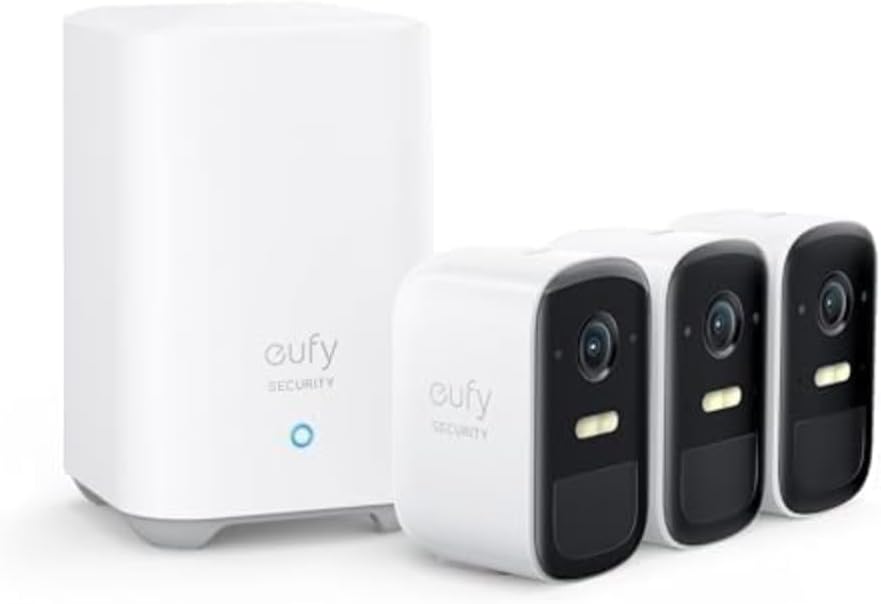 Caméras surveillance 2C kit 3 caméras autonomie 180 jours 1080p sans fil sans abonnement