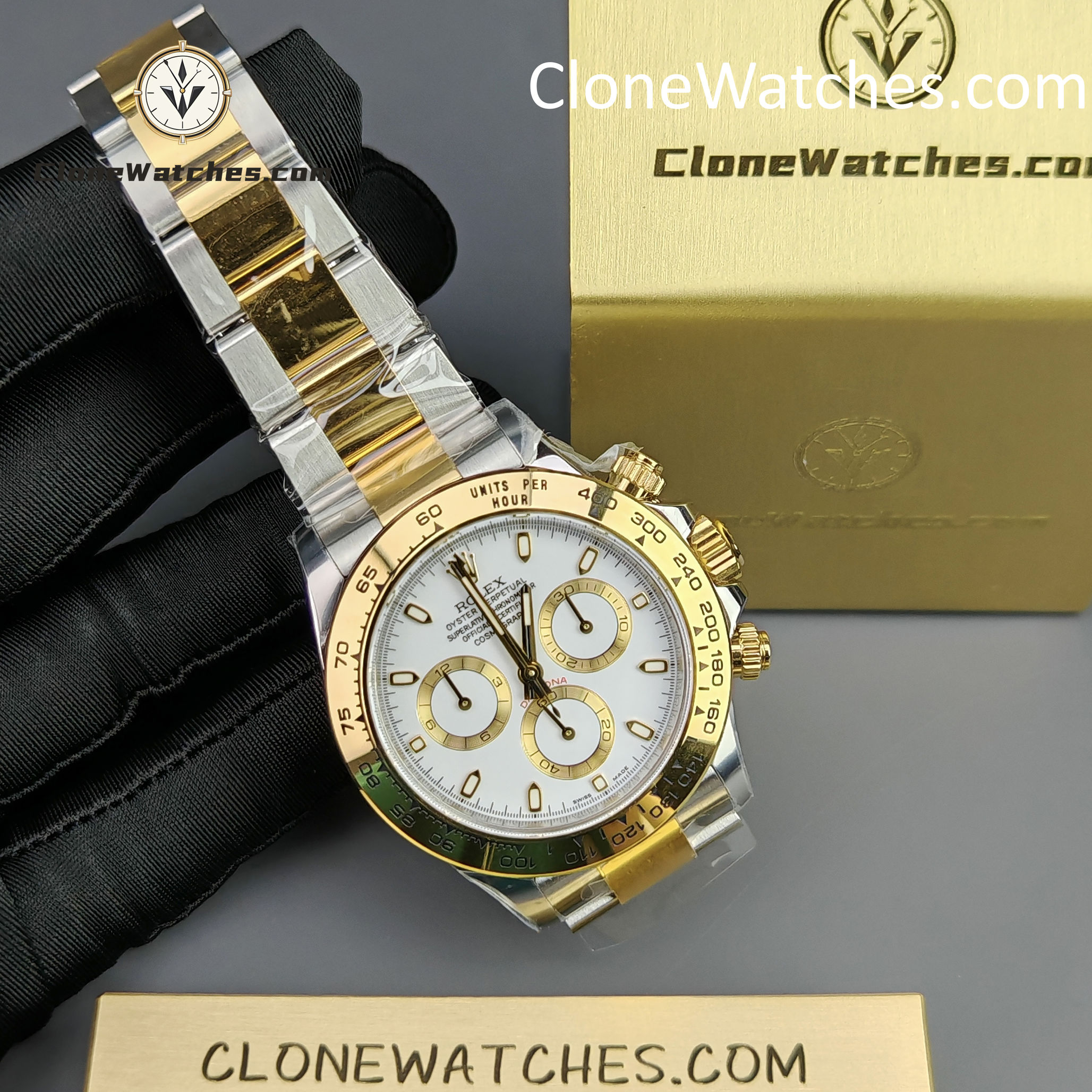 Rolex Super Clone Watches 1:1 Daytona 18k gold M116503-0001 White Dial 4130 movement
