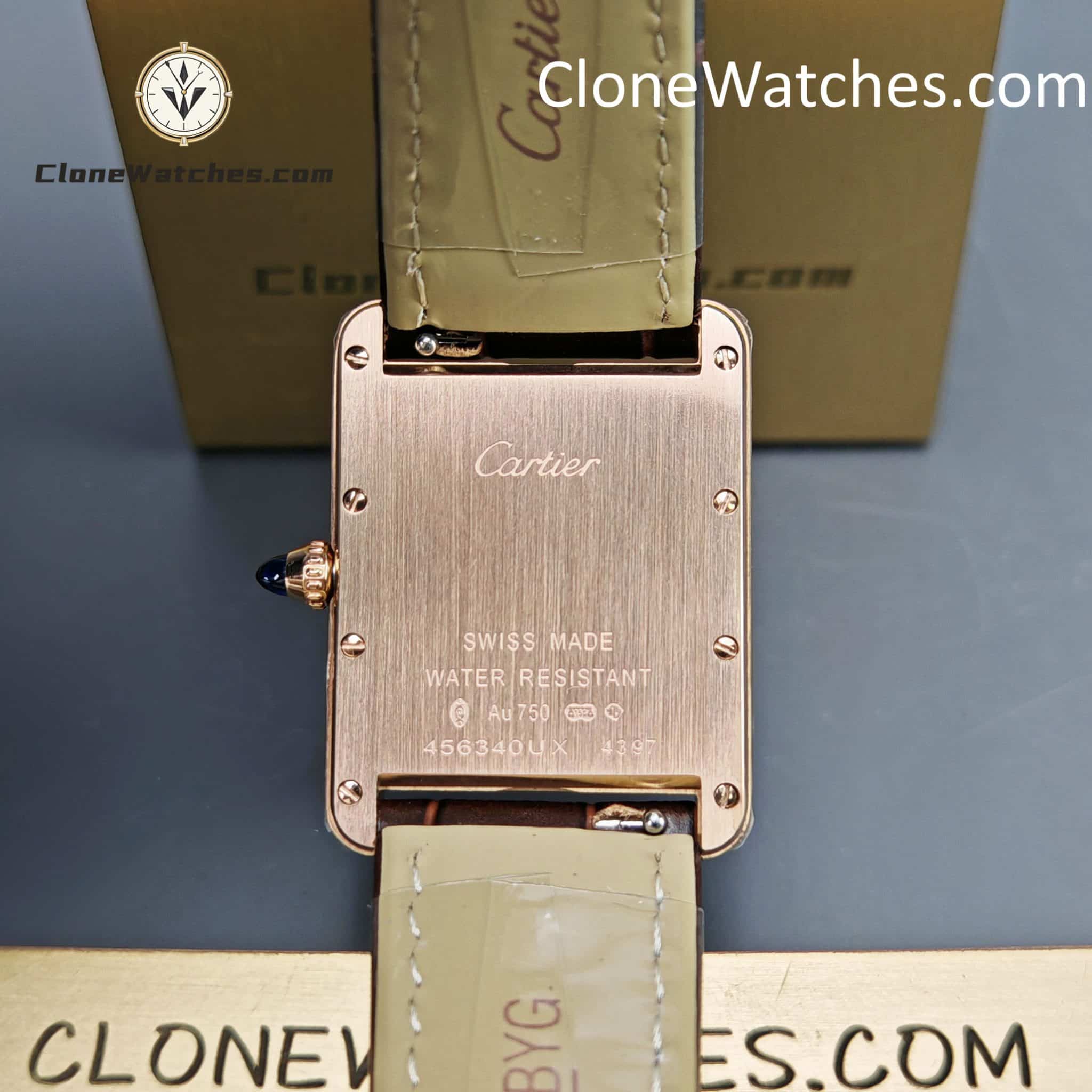 Cartier Super Clone Watches 1:1 Tank Quartz Movement Silver White Dial 33.7 x 25.5MM WGTA0011