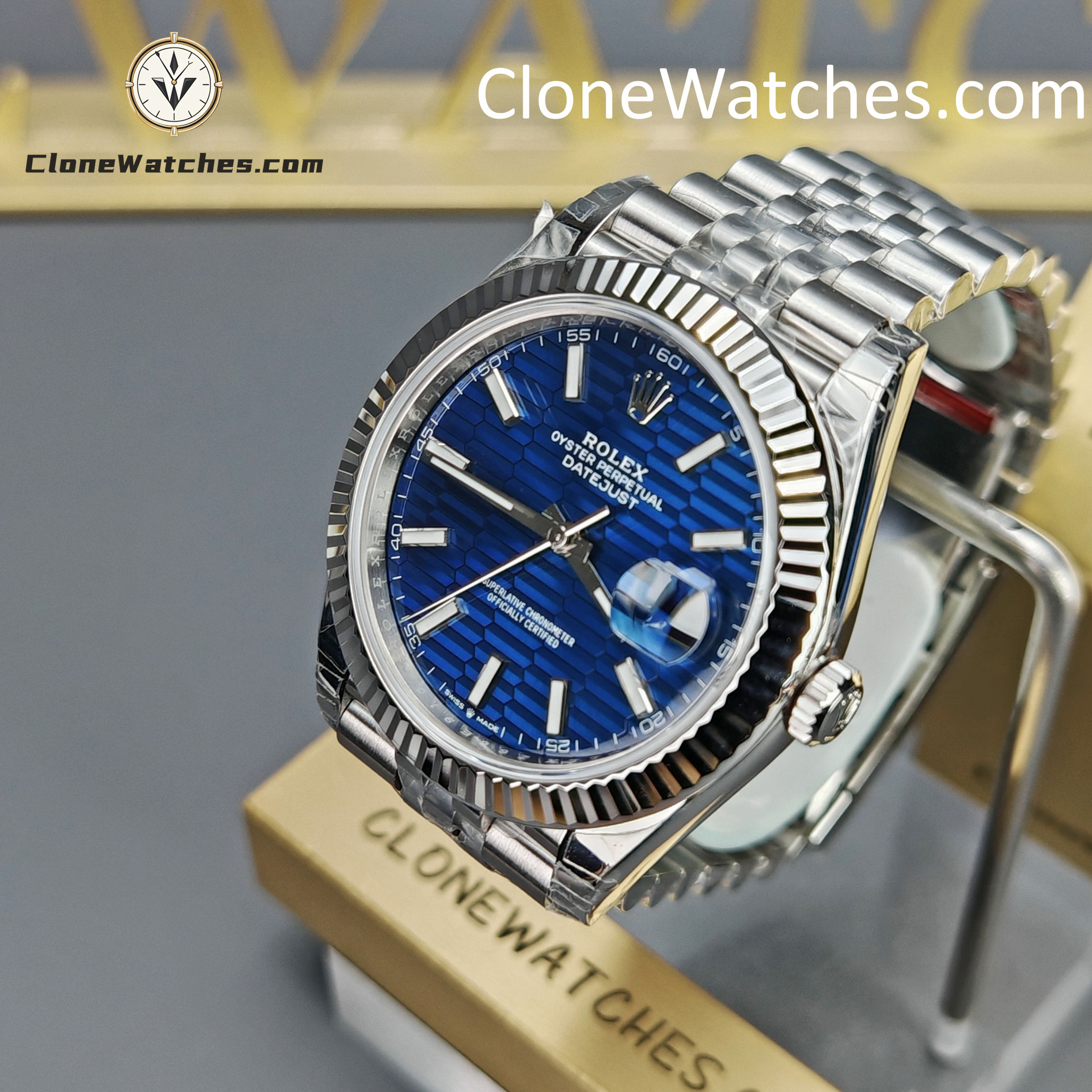 Rolex Super Clone Watches 1:1 DateJust Water Ripple Blue Dial m126334-0032 Jubilee 41MM 3235 Movement