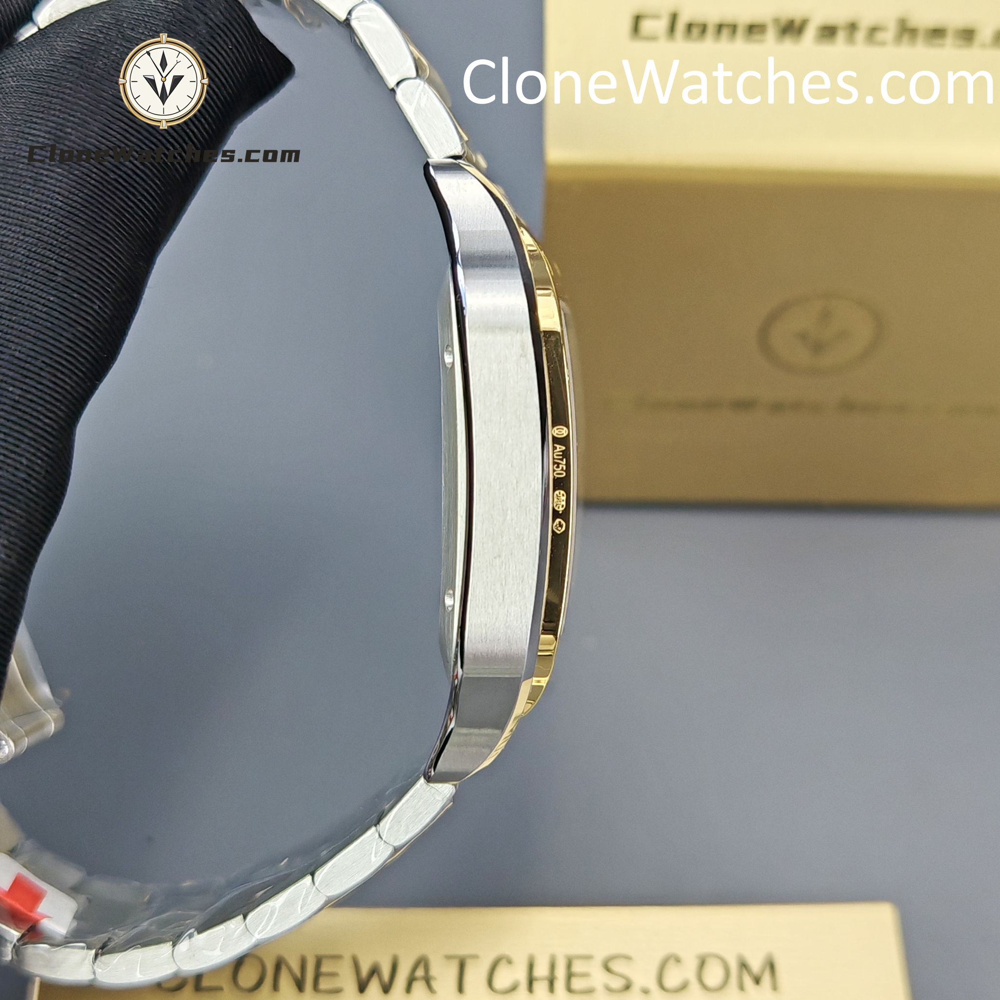 Cartier Super Clone Watches 1:1 Santos Series White Dial 18K gold plated 39.8MM W2SA0009 Steel Strap