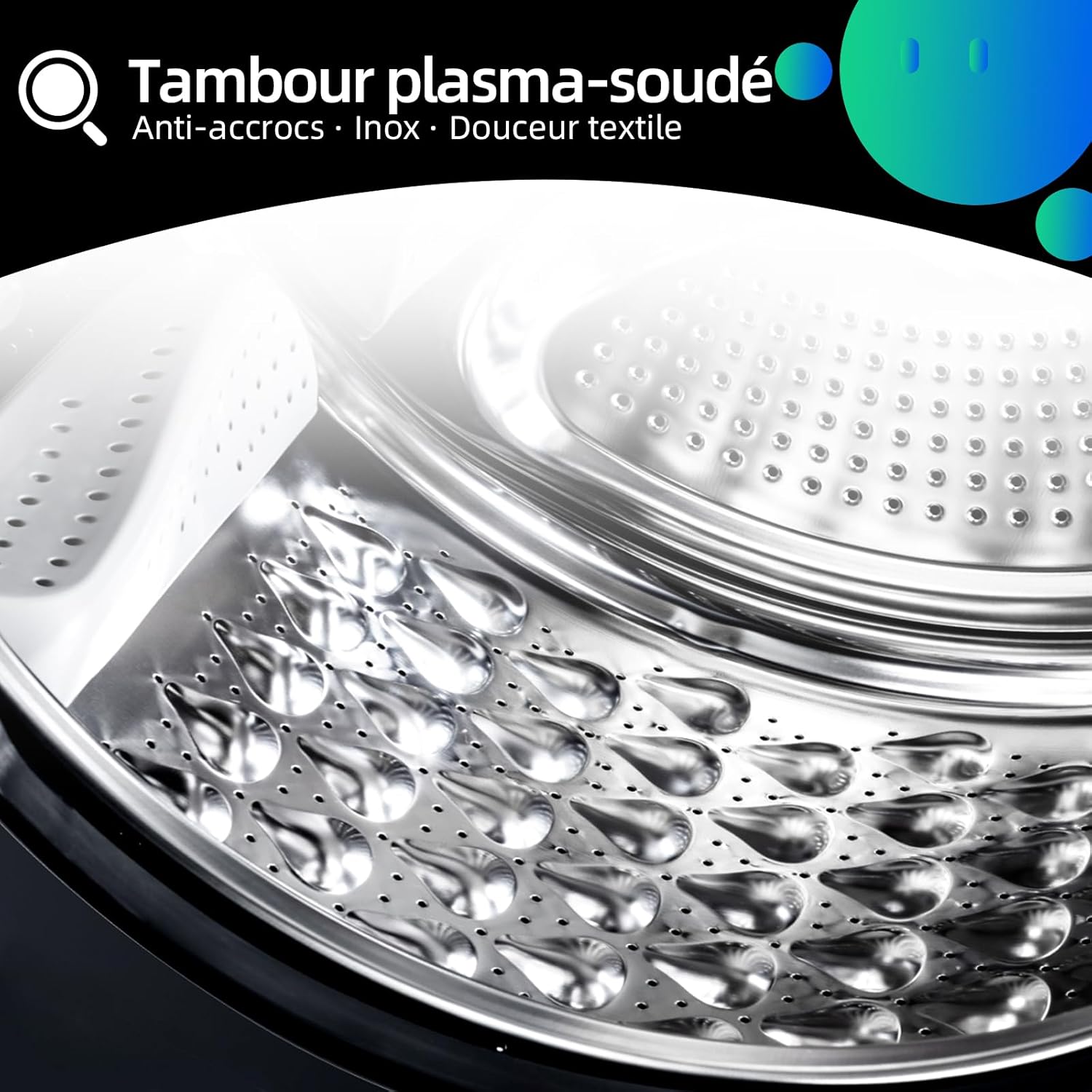 Lave linge hublot 7 kg classe A moteur 1200 rpm lavage vapeur rapide 15 programmes gris