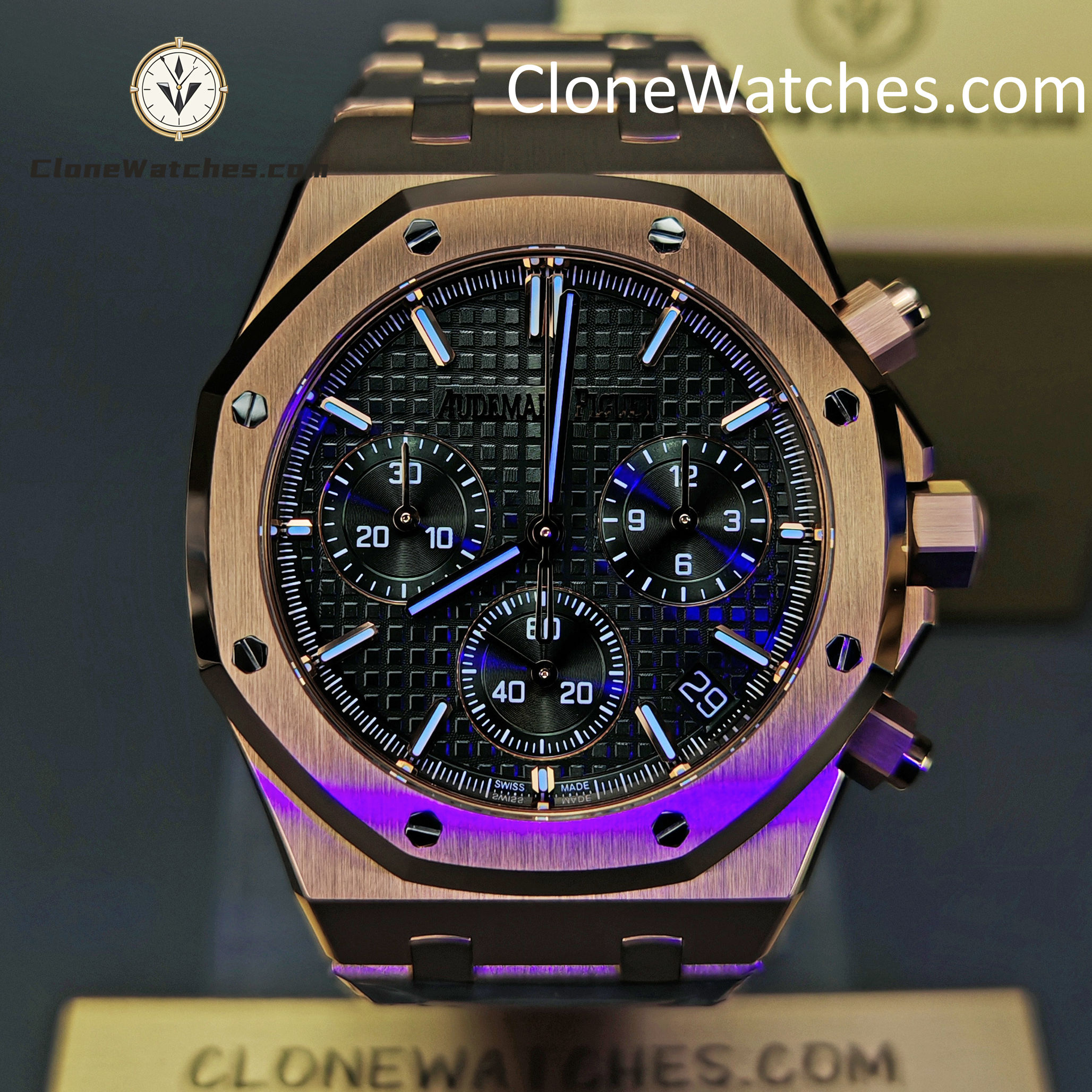 Audemars Piguet Super Clone Watches 1:1 Royal Oak Rose Gold 26240 Green Dial