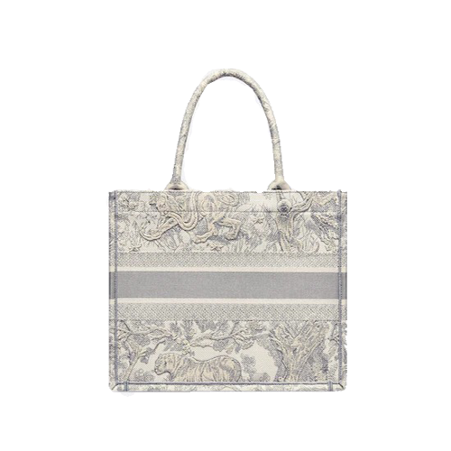 MEDIUM DIOR BOOK TOTE Gray Toile de Jouy Embroidery