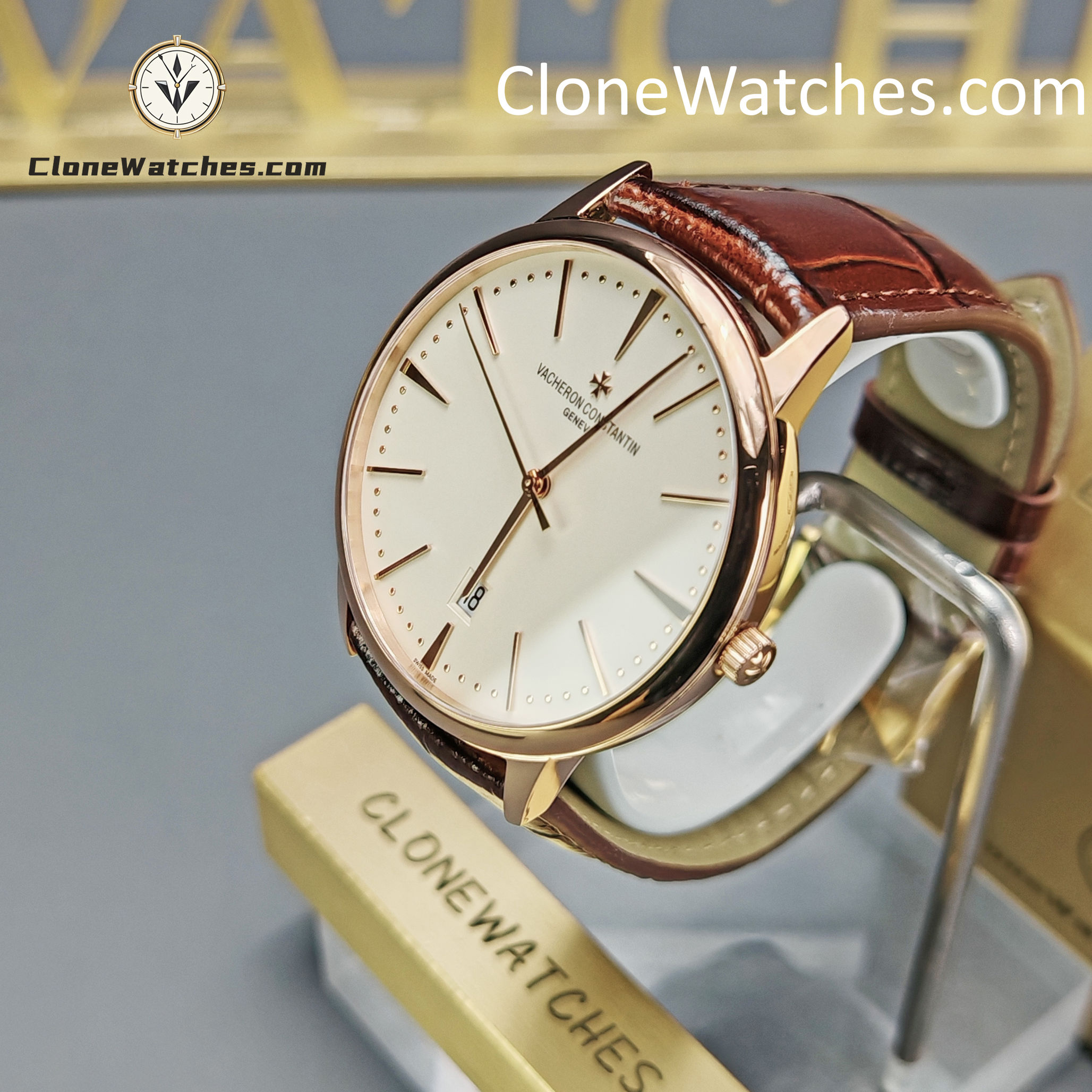 Vacheron Constantin Super Clone Watches 1:1 Patrimony Rose Gold 85180/000R-9248 White Dial
