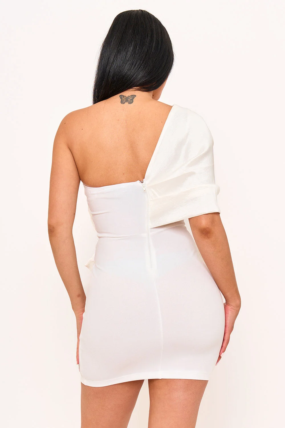 Symphony Dress - One Shoulder Twist Tie Detail Front Mini Dress