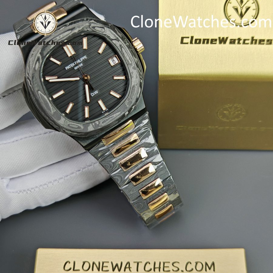 Modified Super Clone Watches 1:1 DiW Patek Philippe Nautilus 5711/1A “ROSE GOLD BLACK GRAIL”