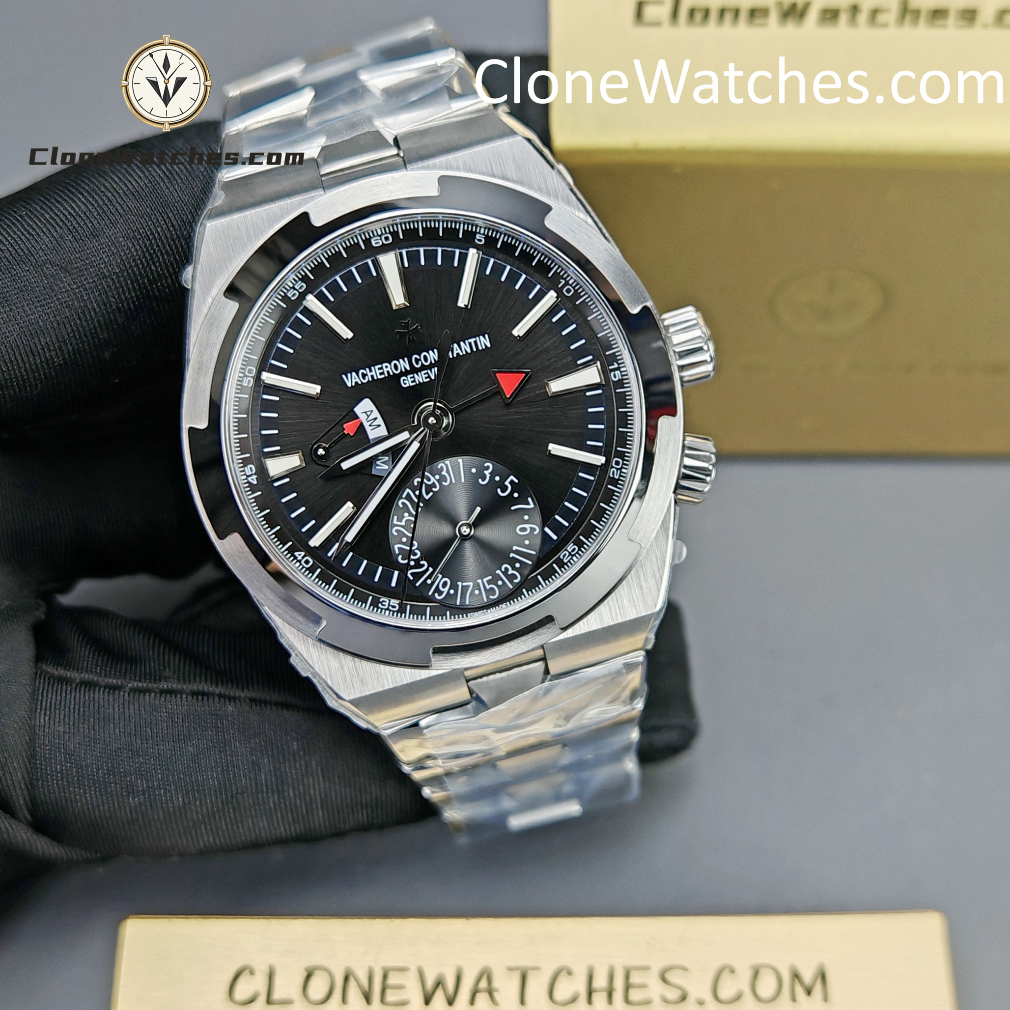 Vacheron Constantin Super Clone Watches 1:1 Overseas Dual Time 7920V/210A-B546 Black Dial
