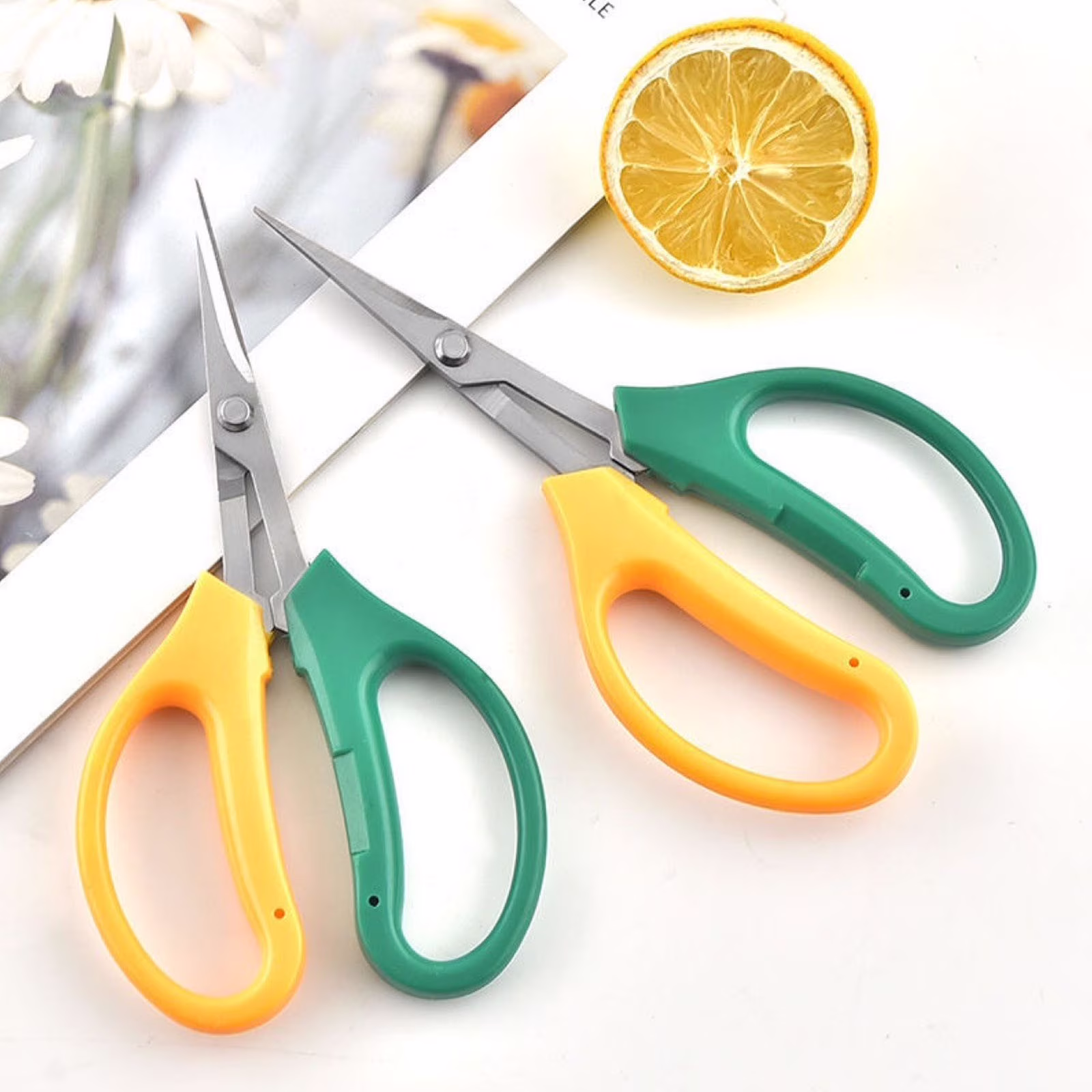 Gnmfd Garden Pruning Shears, Sharp Stainless Steel Trimming Scissors With Soft Grip Bent Blade For Flower Plant Fruit Tree Gardening Outdoor Use