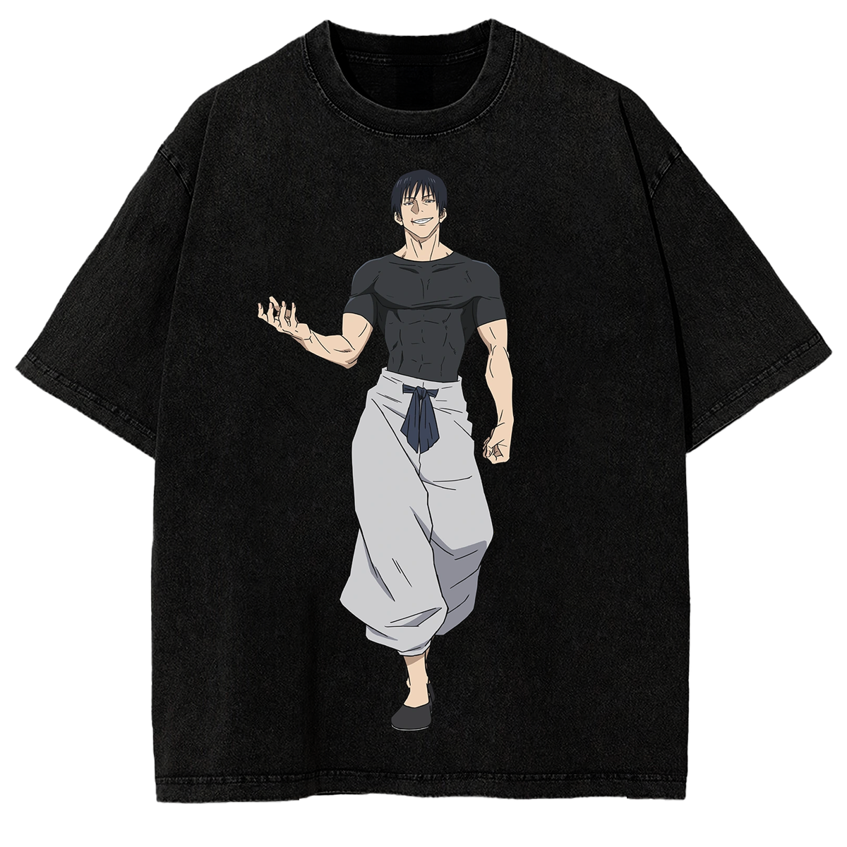 Vintage Wash Tee Jujutsu Kaisen Toji Fushiguro Washed T-Shirt Anime Manga Sorcerer Graphic Shirt