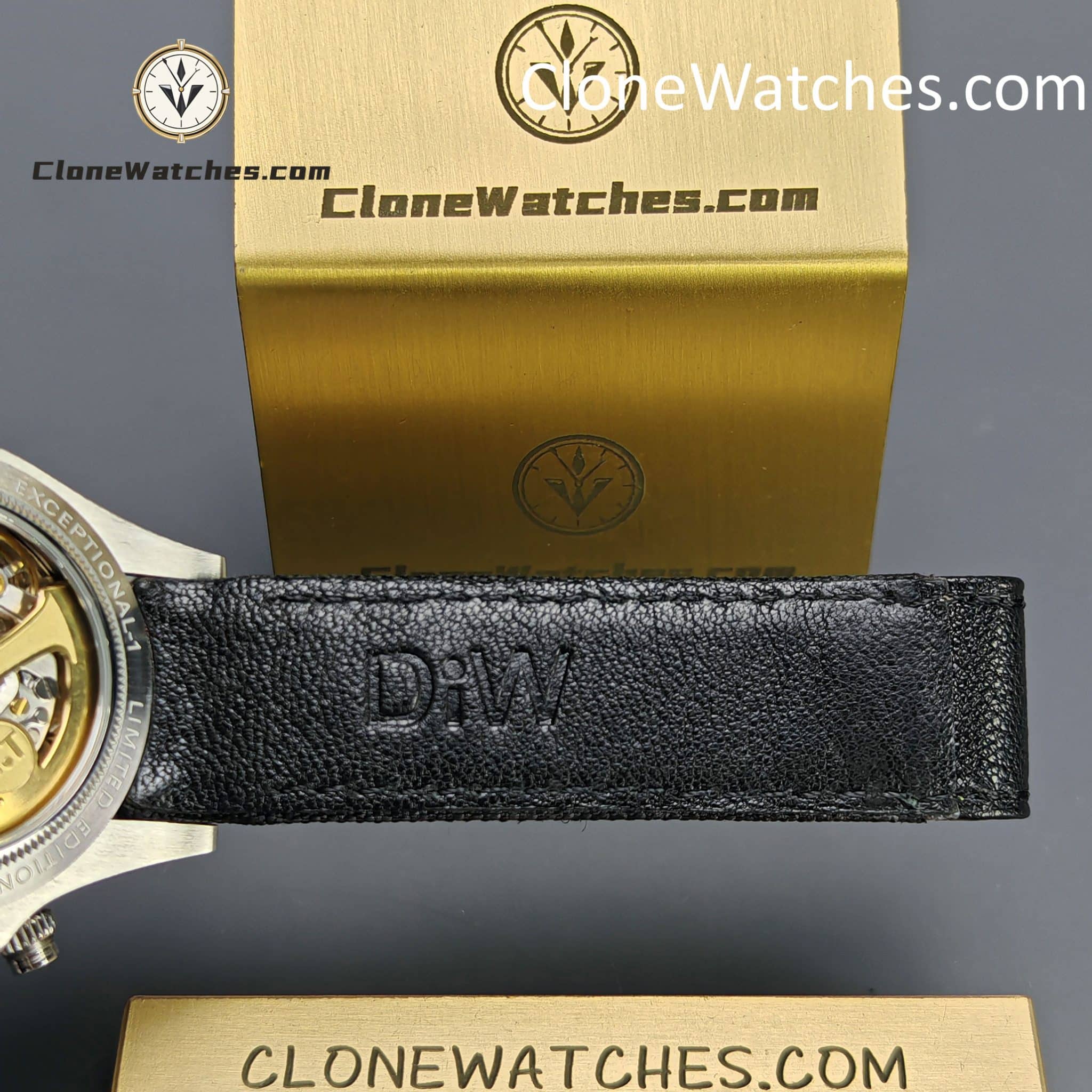 Modified Super Clone Watches 1:1 DiW Rolex Daytona “EXCEPTIONAL UNIQUE” 4130 Movement Black Strap