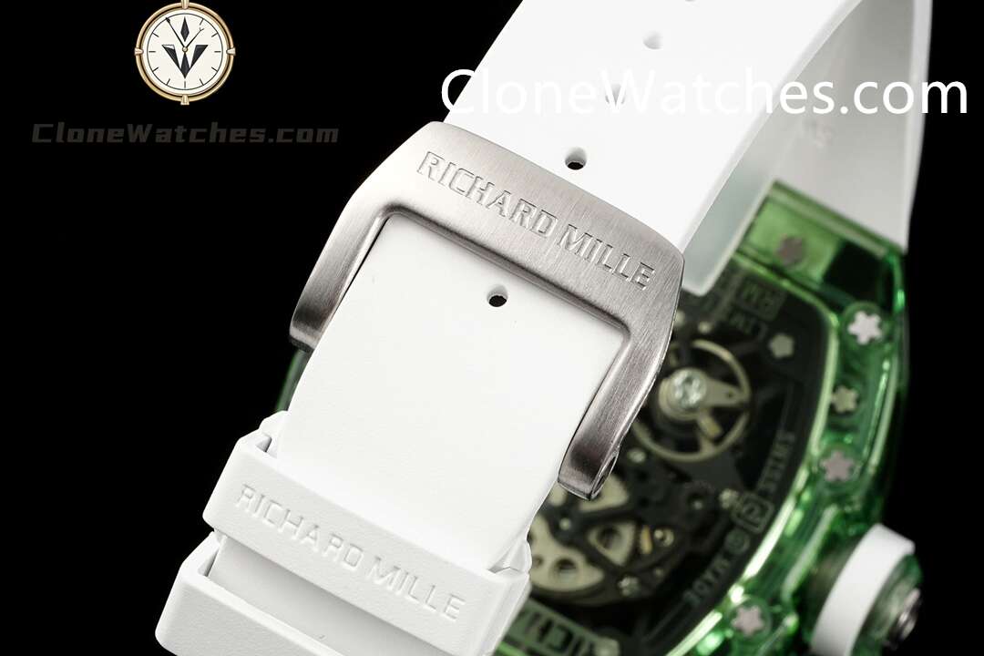 Richard Mille Super Clone Watches 1:1 RM 035 Green Crystal Tourbillon White Strap