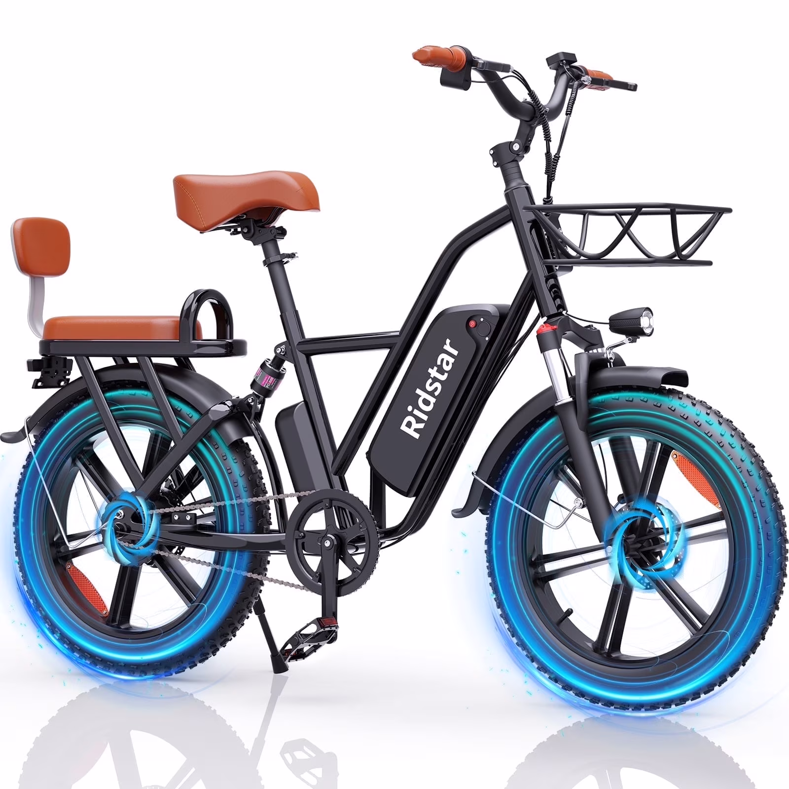 Ridstar 1500W Electric Bike for Adults, 31MPH 48V 15.6AH Mountain Bike, 20"fat Tire 7 Speed Electric Bicycle UL2849
