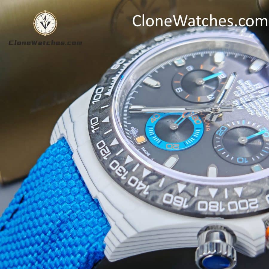 Modified Super Clone Watches 1:1 DiW Rolex Daytona Quartz Fiber Unique Piece RACING BLUE