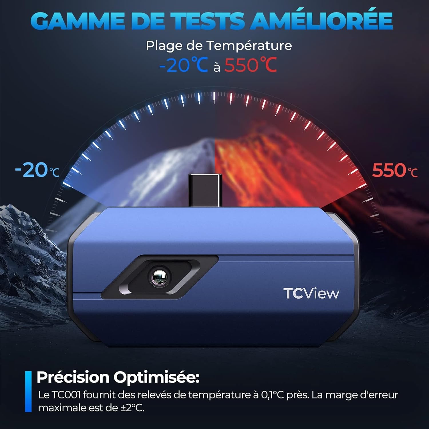Imageur thermique TC001 caméra infrarouge USB C 512 x 384 -20 à 550°C précision 01°C