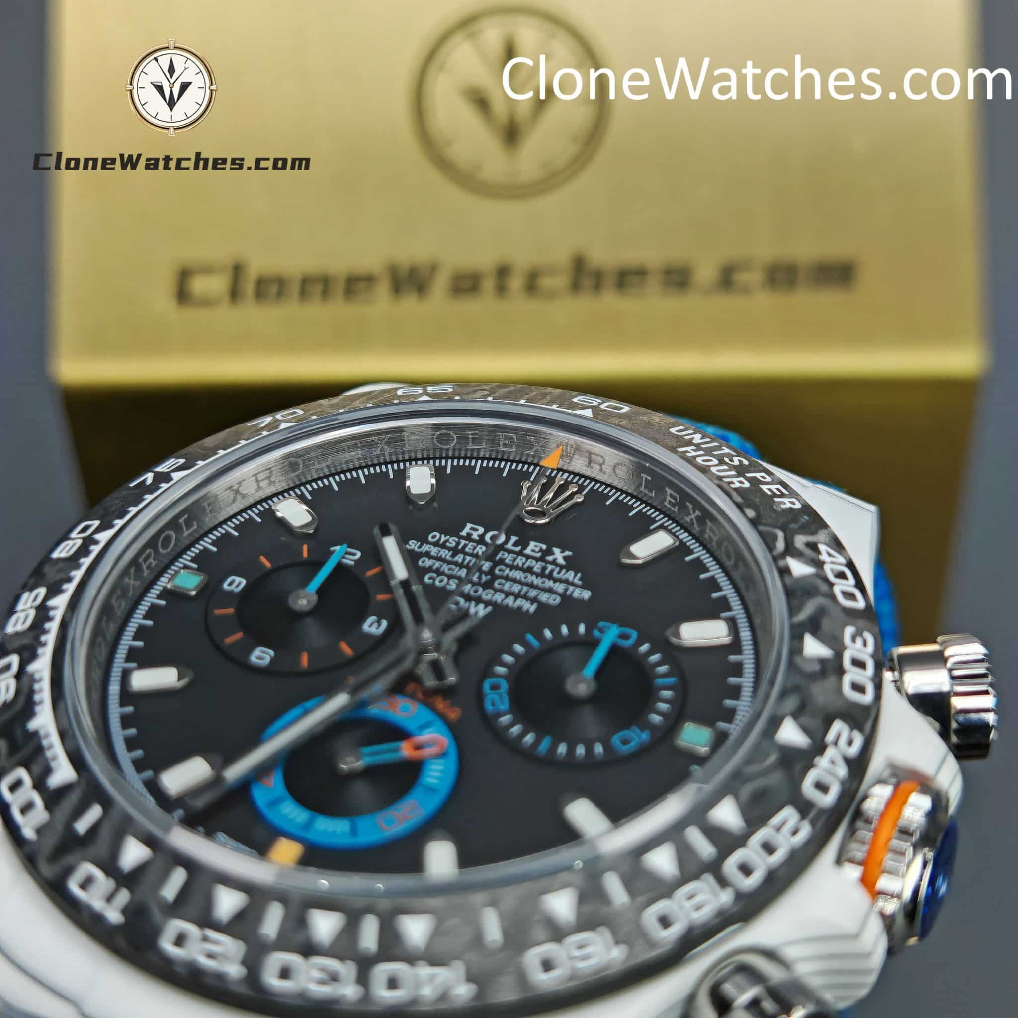 Modified Super Clone Watches 1:1 DiW Rolex Daytona Quartz Fiber Unique Piece RACING BLUE