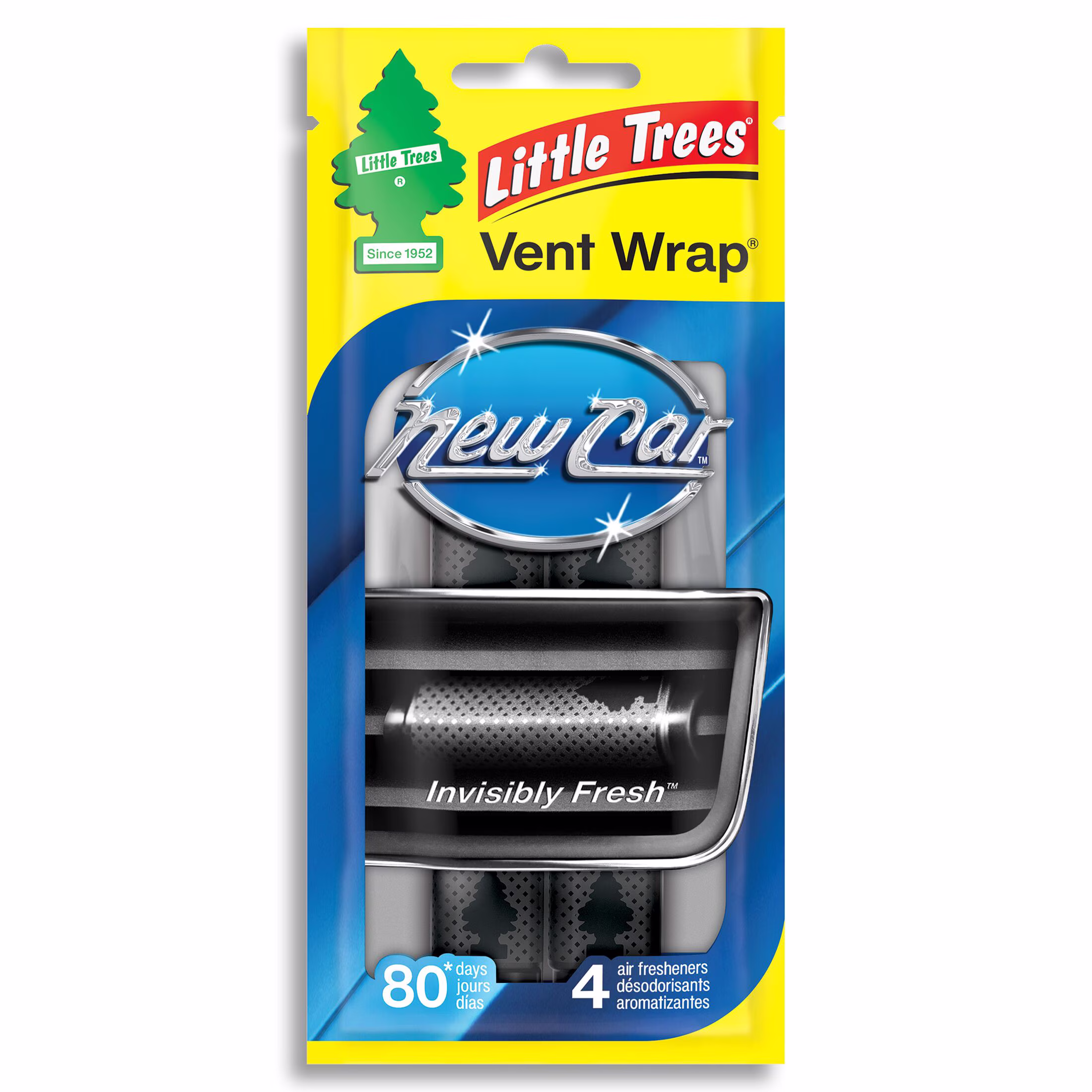 (3 pack) Little Trees Air Freshener Vent Wrap New Car Scent Fragrance 4-Pack