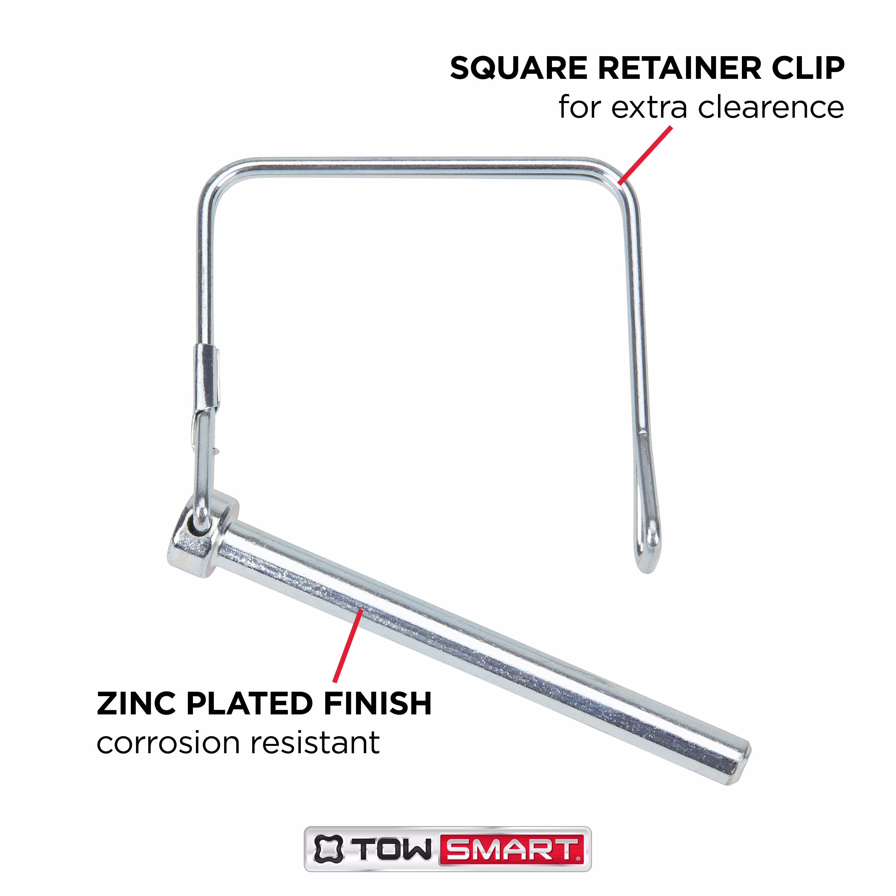 TowSmart Trailer Coupler Safety Pin, Quick Latch, 1/4in Pin, 2-3/4in Span, Zinc Plated Steel, 7366