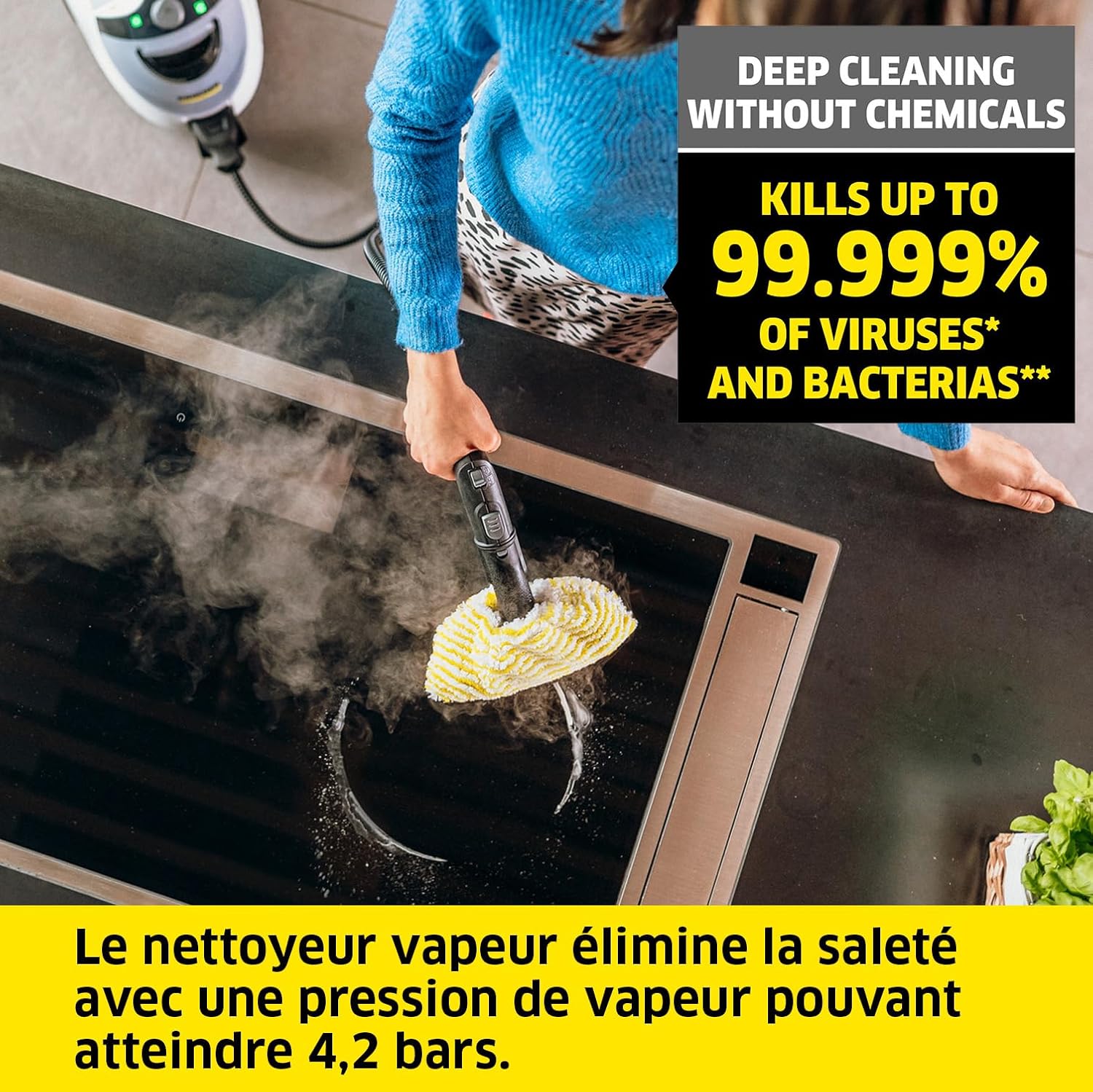 Nettoyeur vapeur SC5 EasyFix Iron Plug 42 bar préchauffage 3 min surface 150 m² réservoir 2L