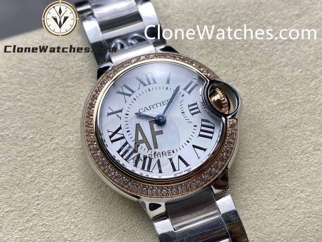 Cartier Super Clone Watches 1:1 Ballon Bleu de WE902079 White Roman Dial 28mm