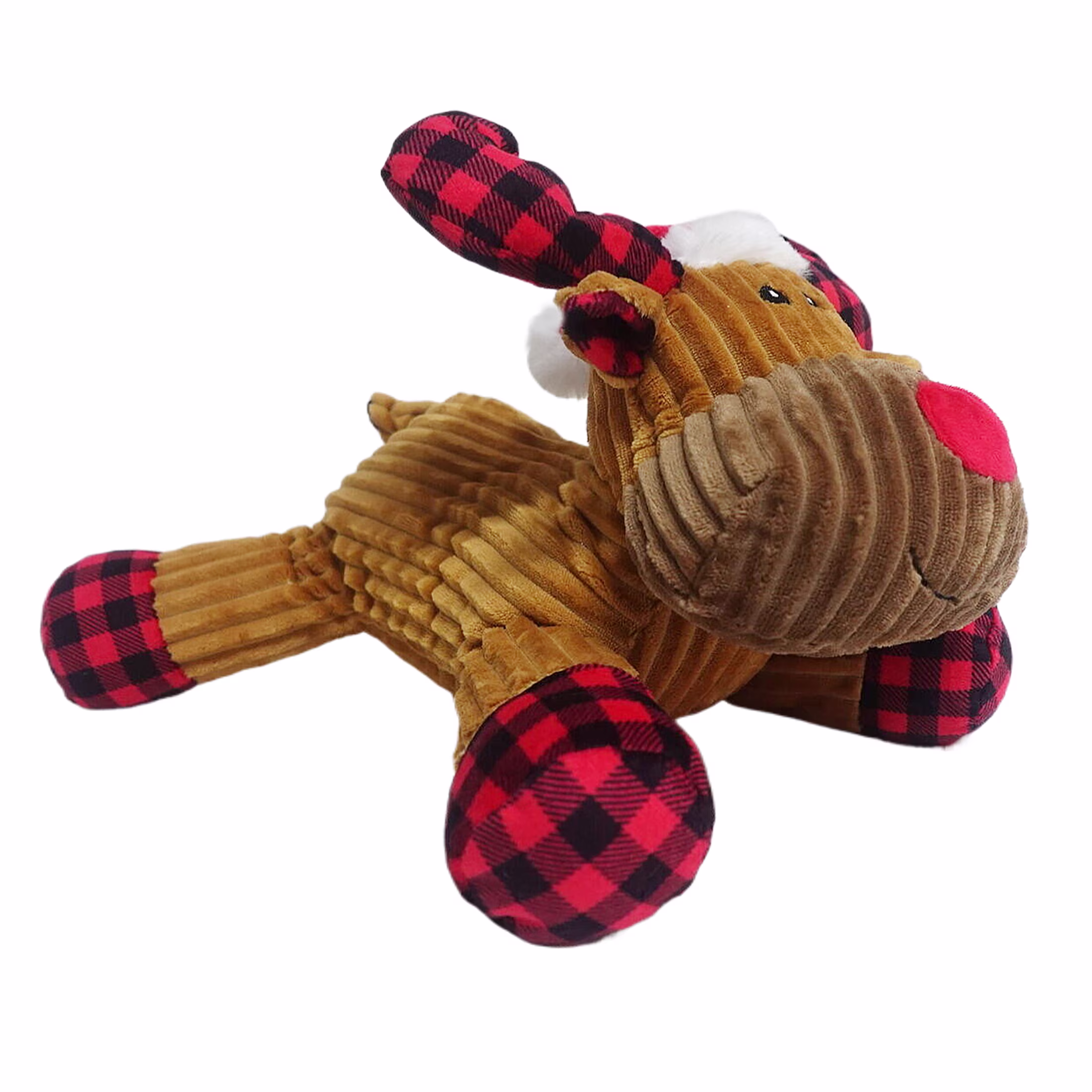 Vibrant Life Holiday Plush Dog Toy, Moose with Santa Hat, Brown & Red, 11 in