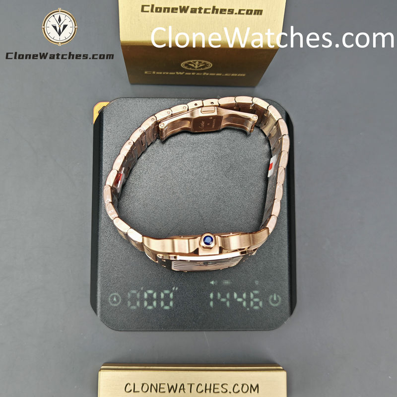 Cartier Super Clone Watches 1:1 Santos Rose Gold White Dial 39.8MM WGSA0018