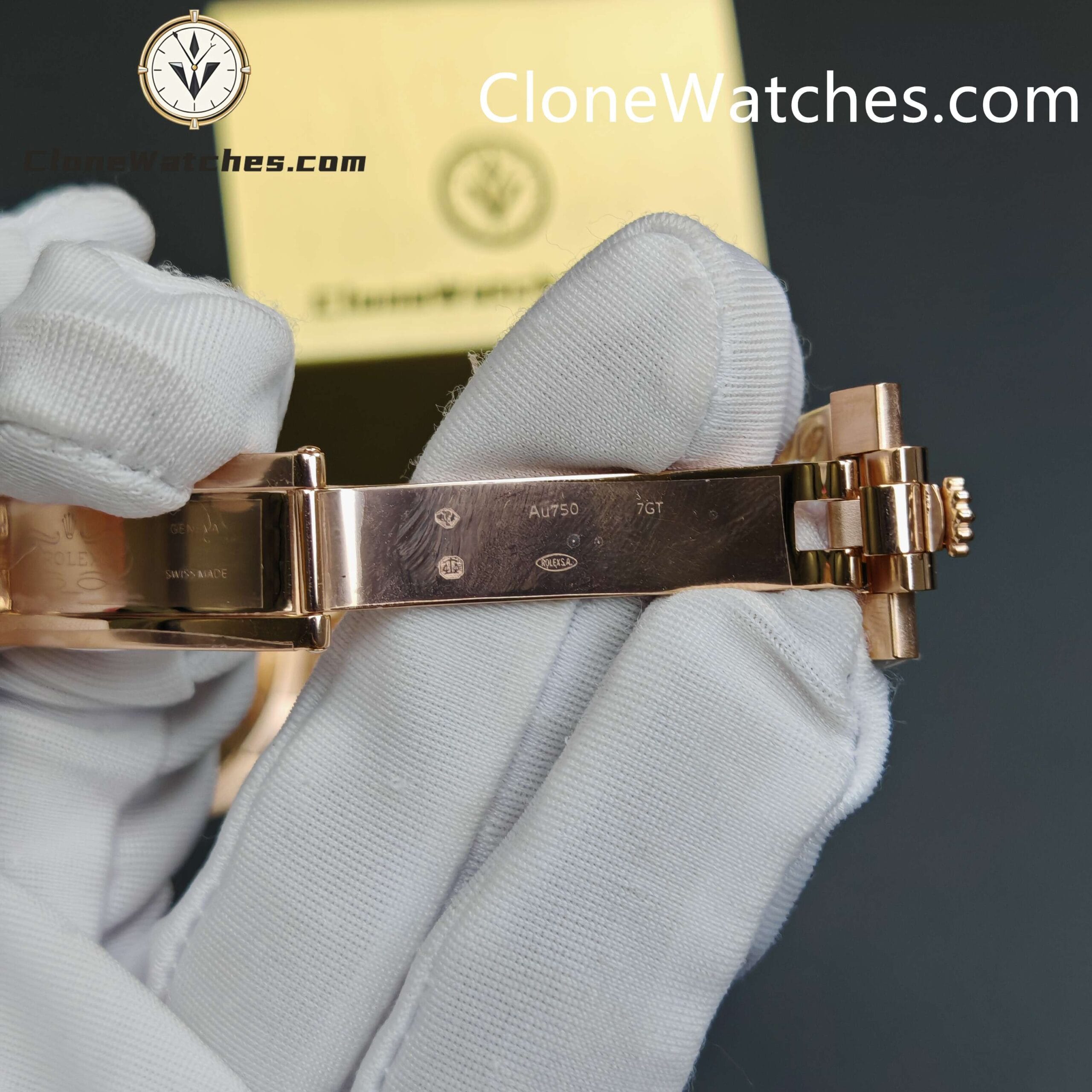 Modified Super Clone Watches 1:1 Rolex Rose Gold Day Date Rainbow Circle 3255 Movement
