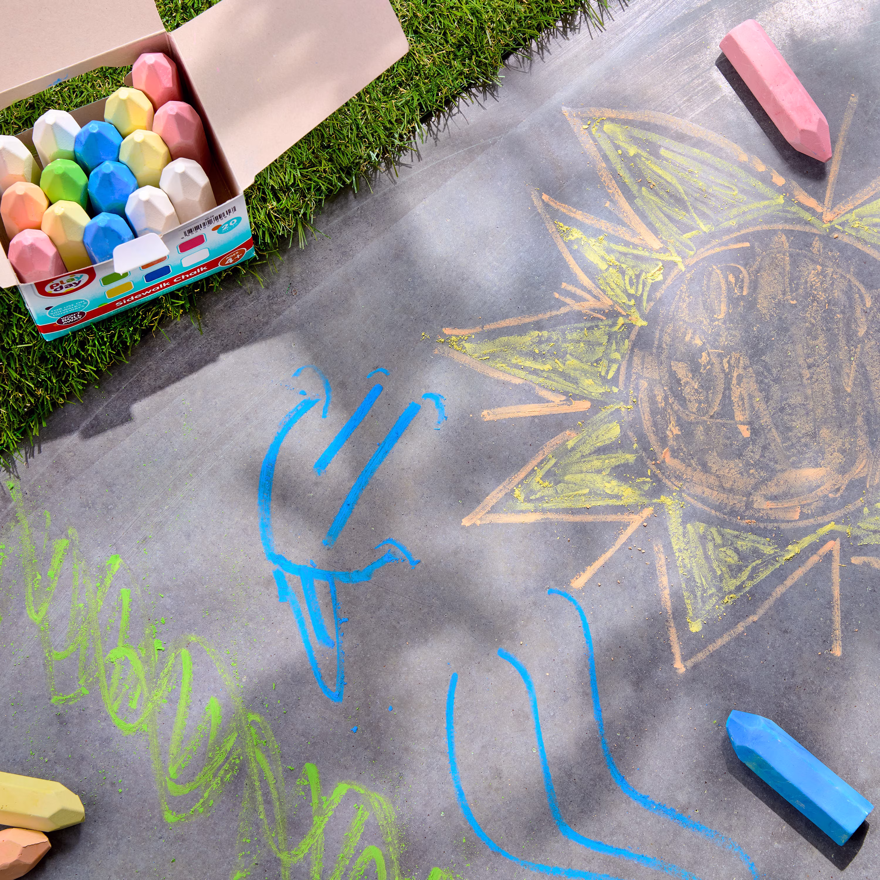 Play Day Sidewalk Chalk, 20 Count, 6 Colors, Multicolor