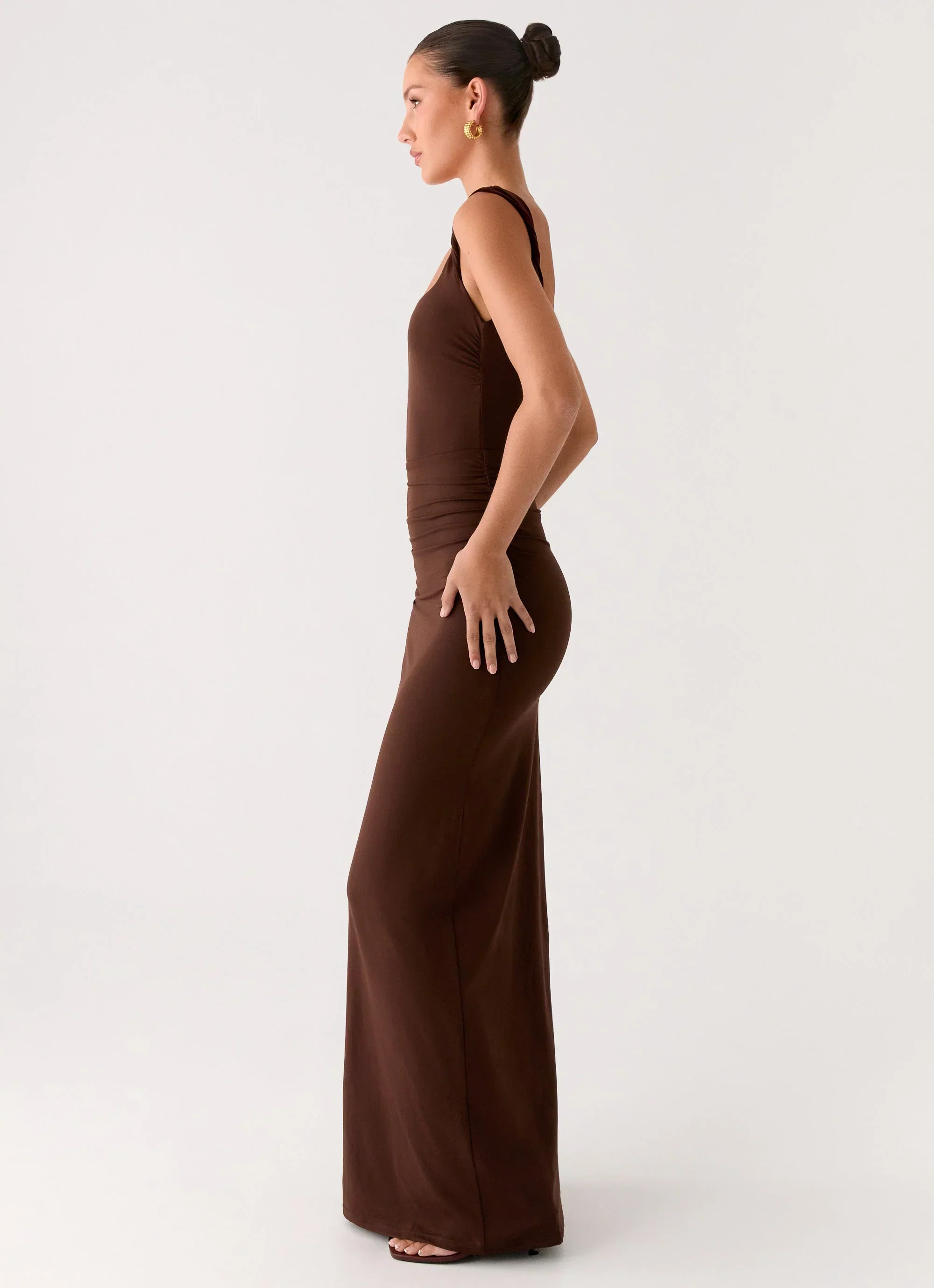 Balvin Cut Out Maxi Dress - Cool Chocolate