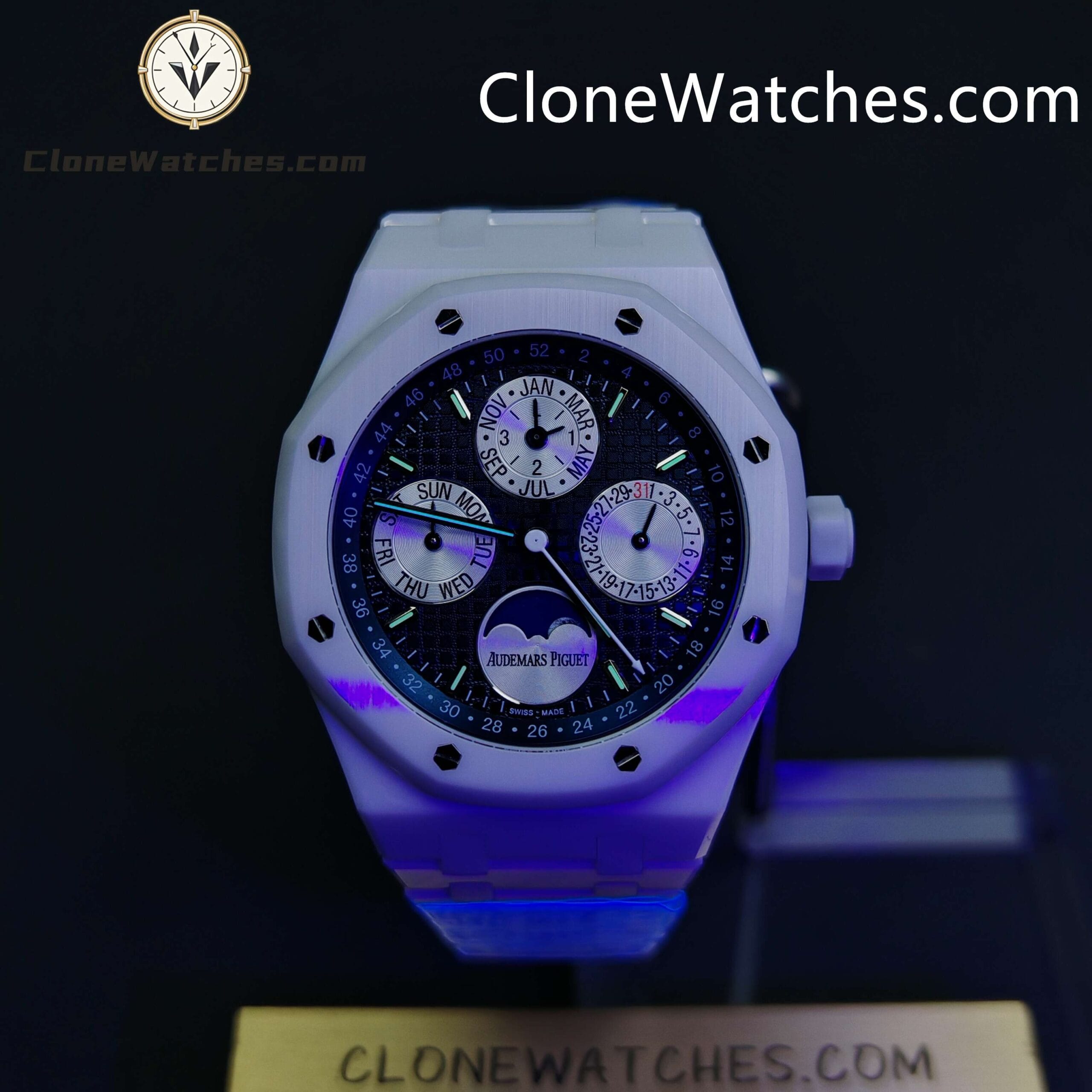 Audemars Piguet Super Clone Watches 1:1 White Ceramic 26579 True Moon Phase