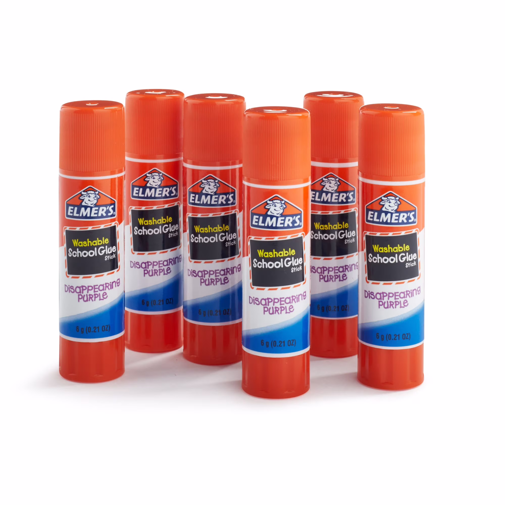 Elmer's Disappearing Purple School Glue Sticks, Washable, 0.21 Ounce Glue Sticks, 6 Count