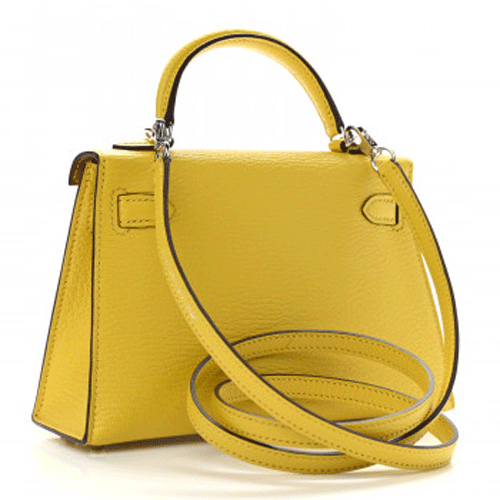 HERMES Chevre Mysore Verso Mini Kelly Sellier 22 Jaune De Naples Gold