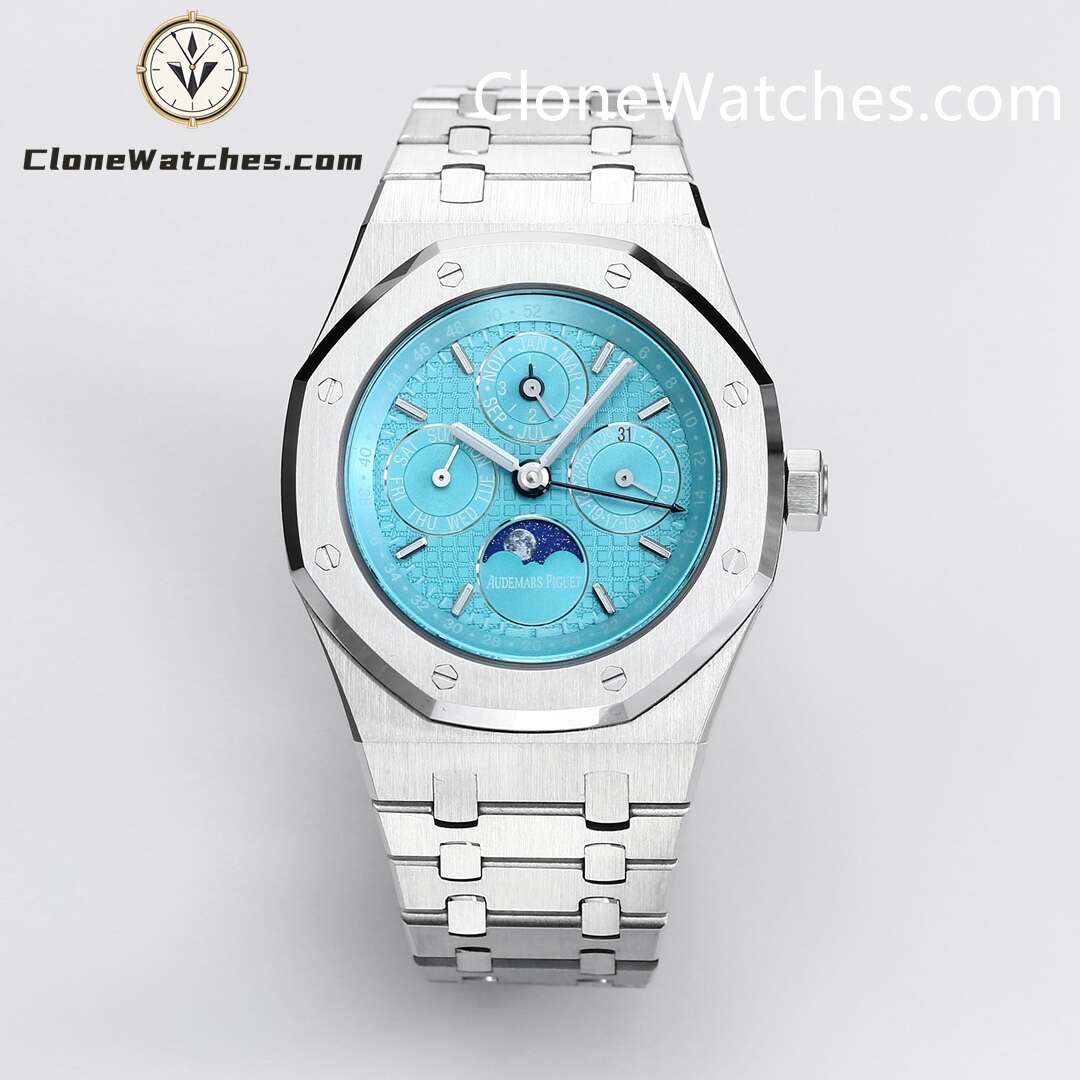Audemars Piguet Super Clone Watches 1:1 Royal Oak Perpetual Calendar Turquoise Blue 26613ST 41MM