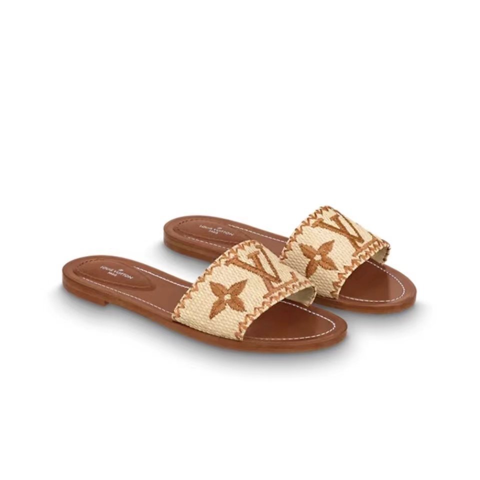 Louis Vuitton LV Lock lt Flat Flat Sandals Slide