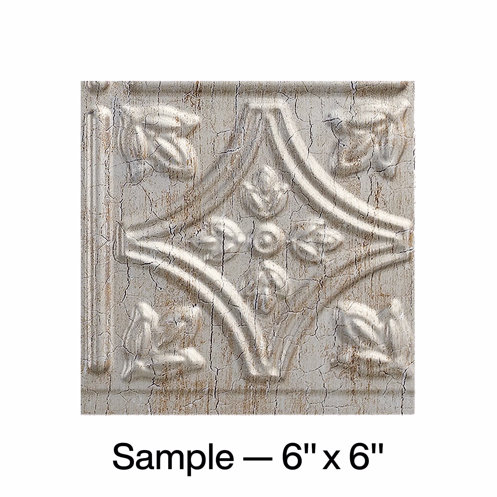 FASÄDE Traditional Style 1 Decorative Vinyl Backsplash Panel in Vintage Metal (6X6 Inch Sample)