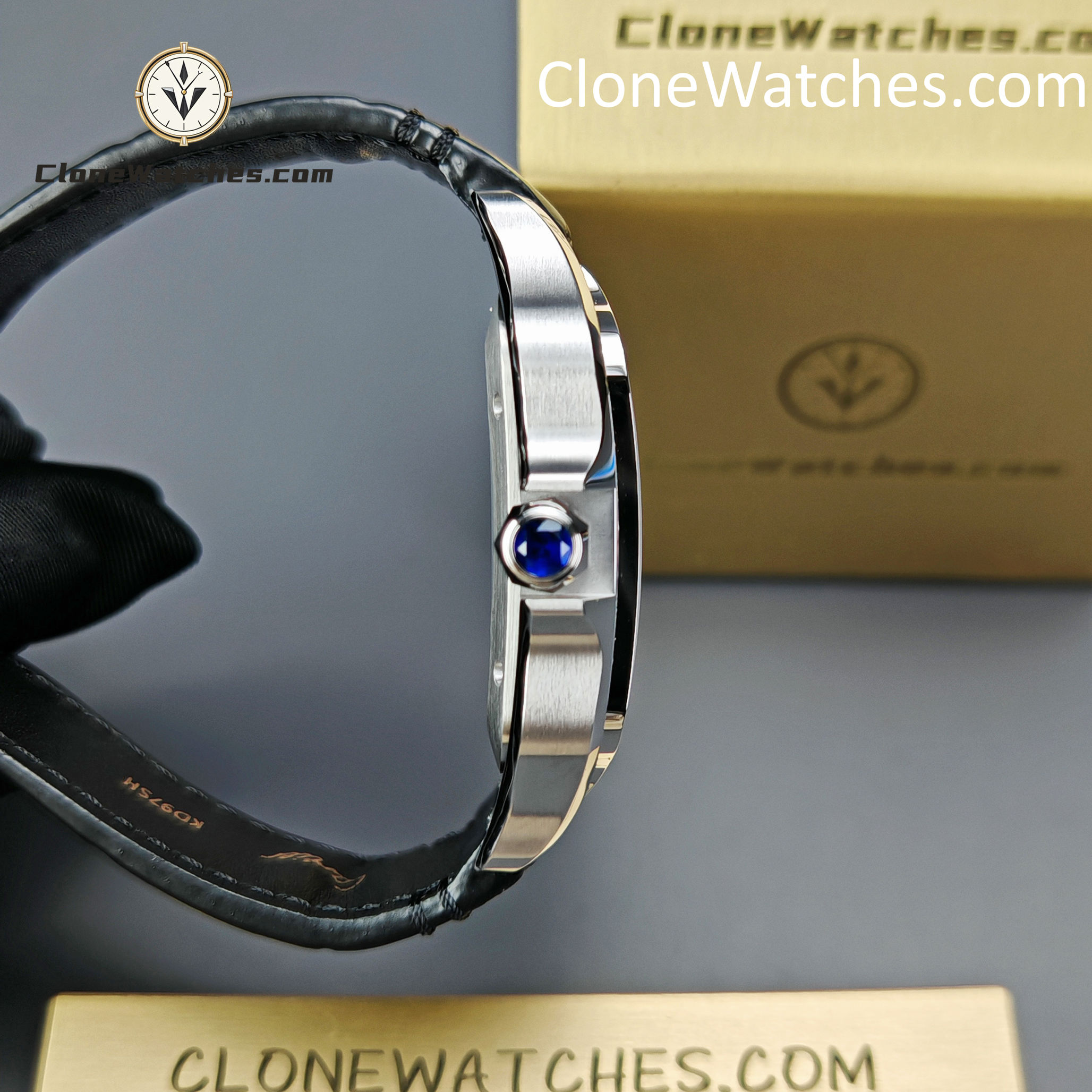 Cartier Super Clone Watches 1:1 Santos Gradient Brown Dial 39.8MM WSSA0064 Black Leather Belt