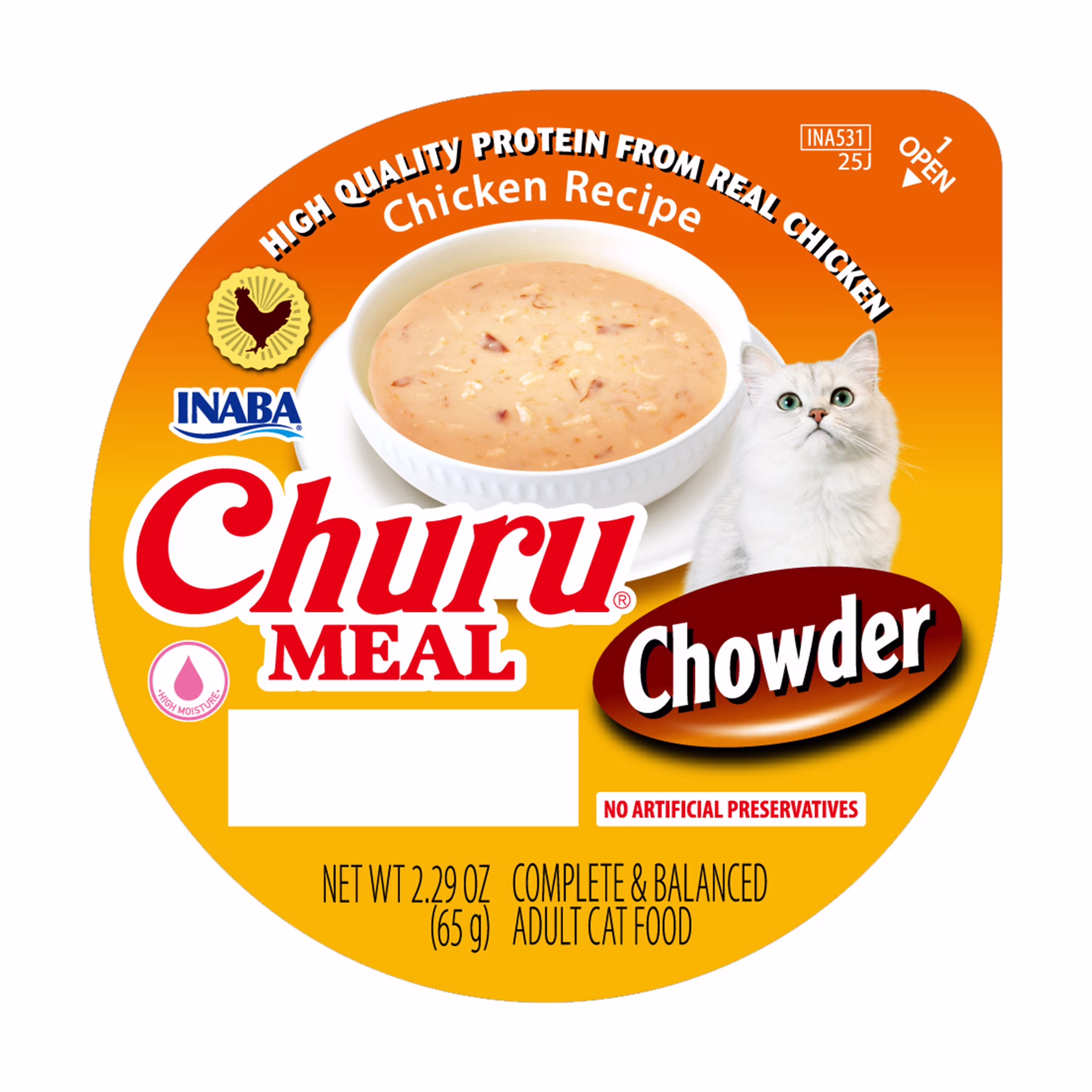 INABA Churu Meal Chowder Adult Wet Cat Food, 2.29 oz cup, Chicken Recipe