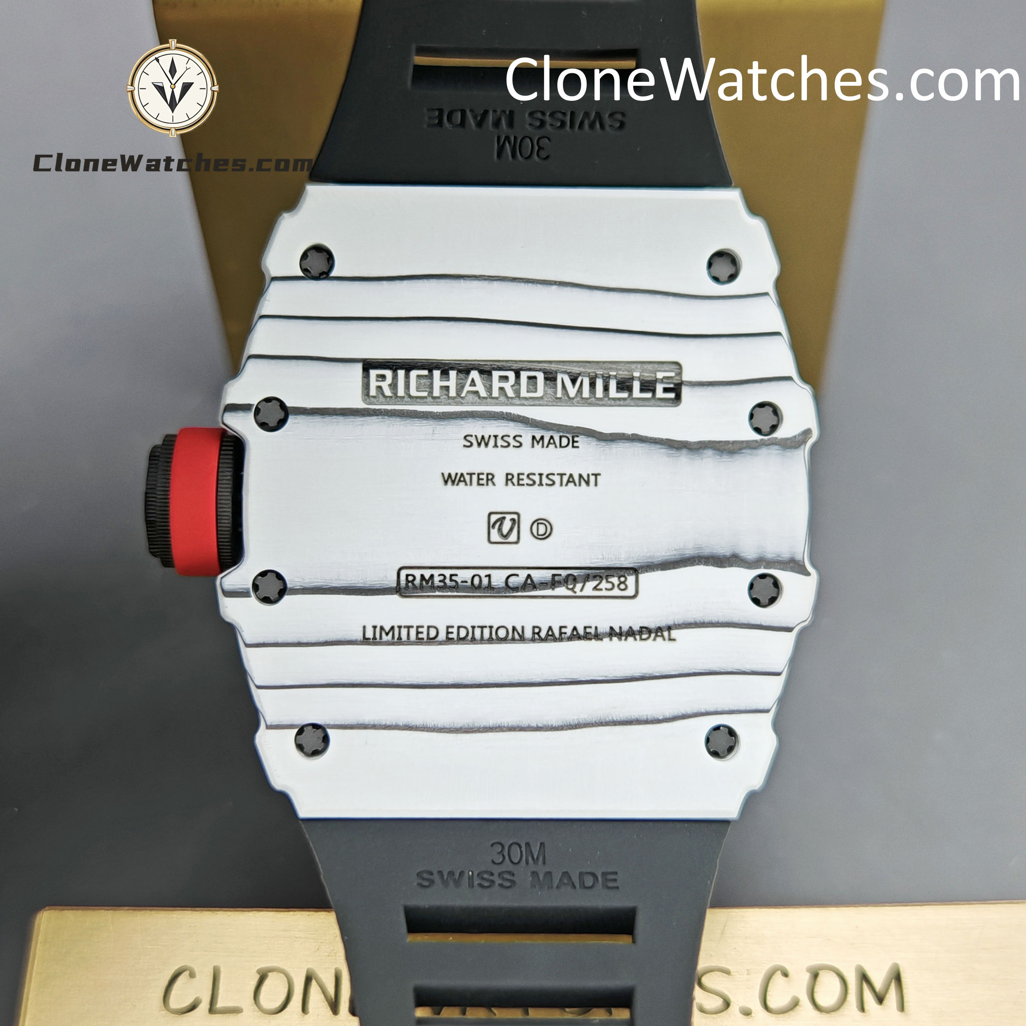 Richard Mille Super Clone Watches 1:1 RM 035 – 01 White Carbon Tourbillon Black Strap
