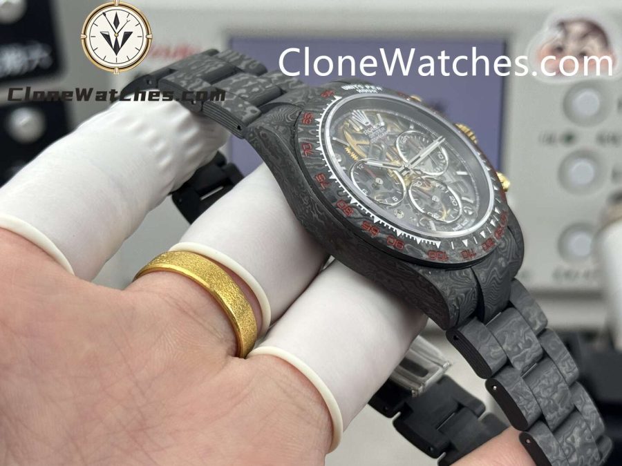 Modified Super Clone Watches 1:1 Rolex Daytona 4130 Super Lightweight Carbon Fiber “Red Tachymeter” 40mm