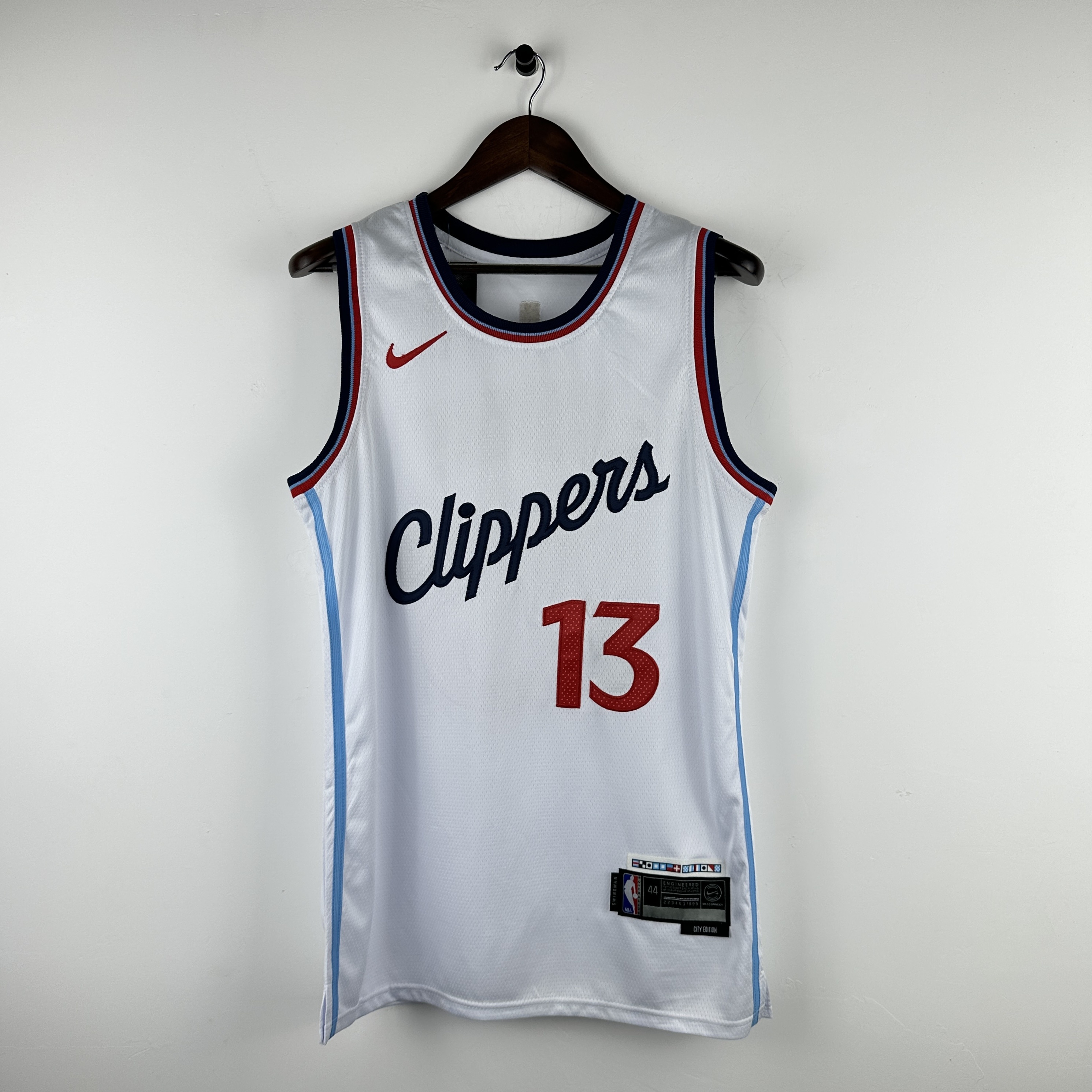 Embroidered 25th season Clippers home white No. 13 George