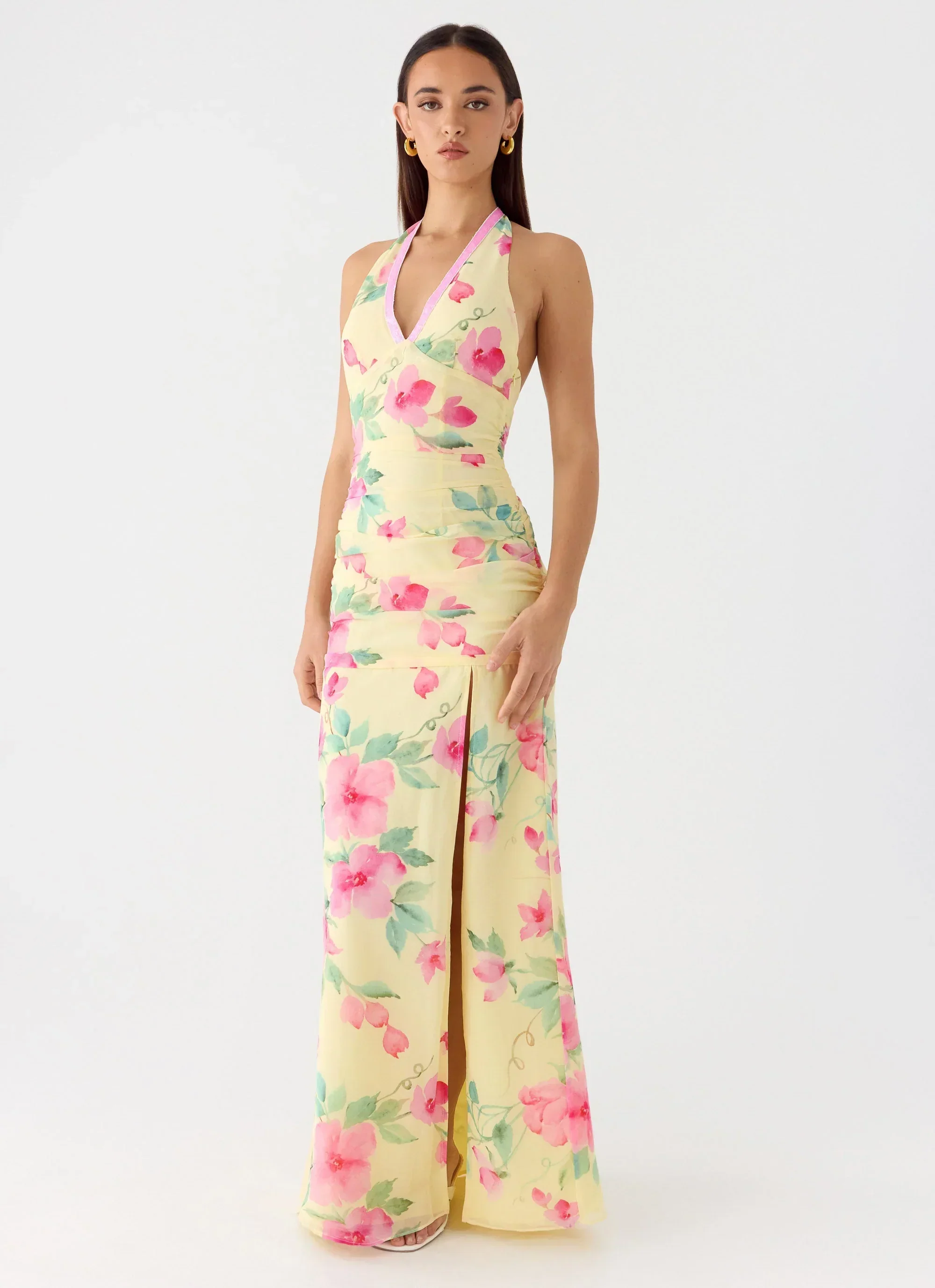 Colada Halter Maxi Dress - Lemon Soleil